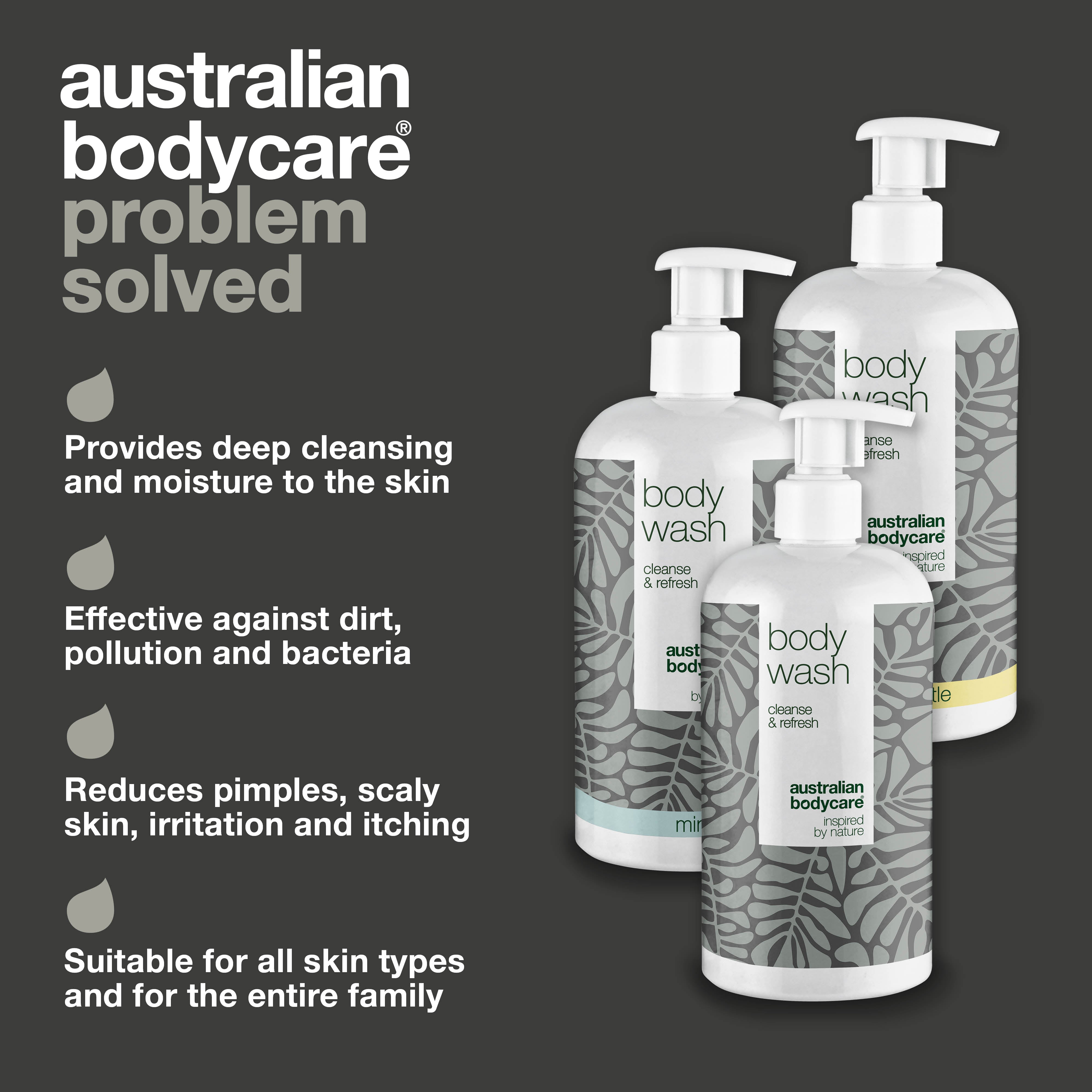 3 Body Wash - offer pack — Package offer with 3 x Body Wash (500 ml): Tea Tree Oil, Lemon Myrtle & Mint