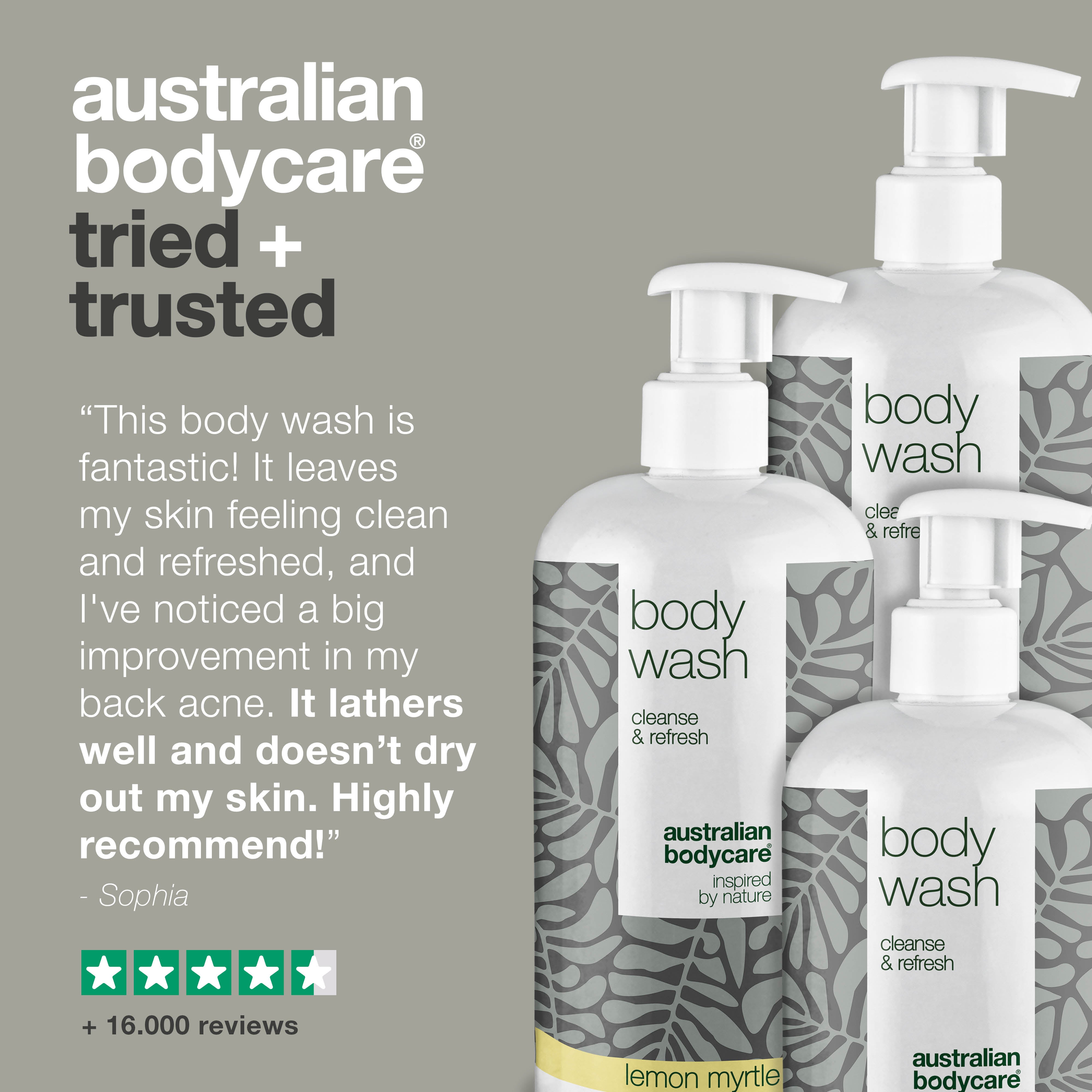 3 Body Wash - offer pack — Package offer with 3 x Body Wash (500 ml): Tea Tree Oil, Lemon Myrtle & Mint