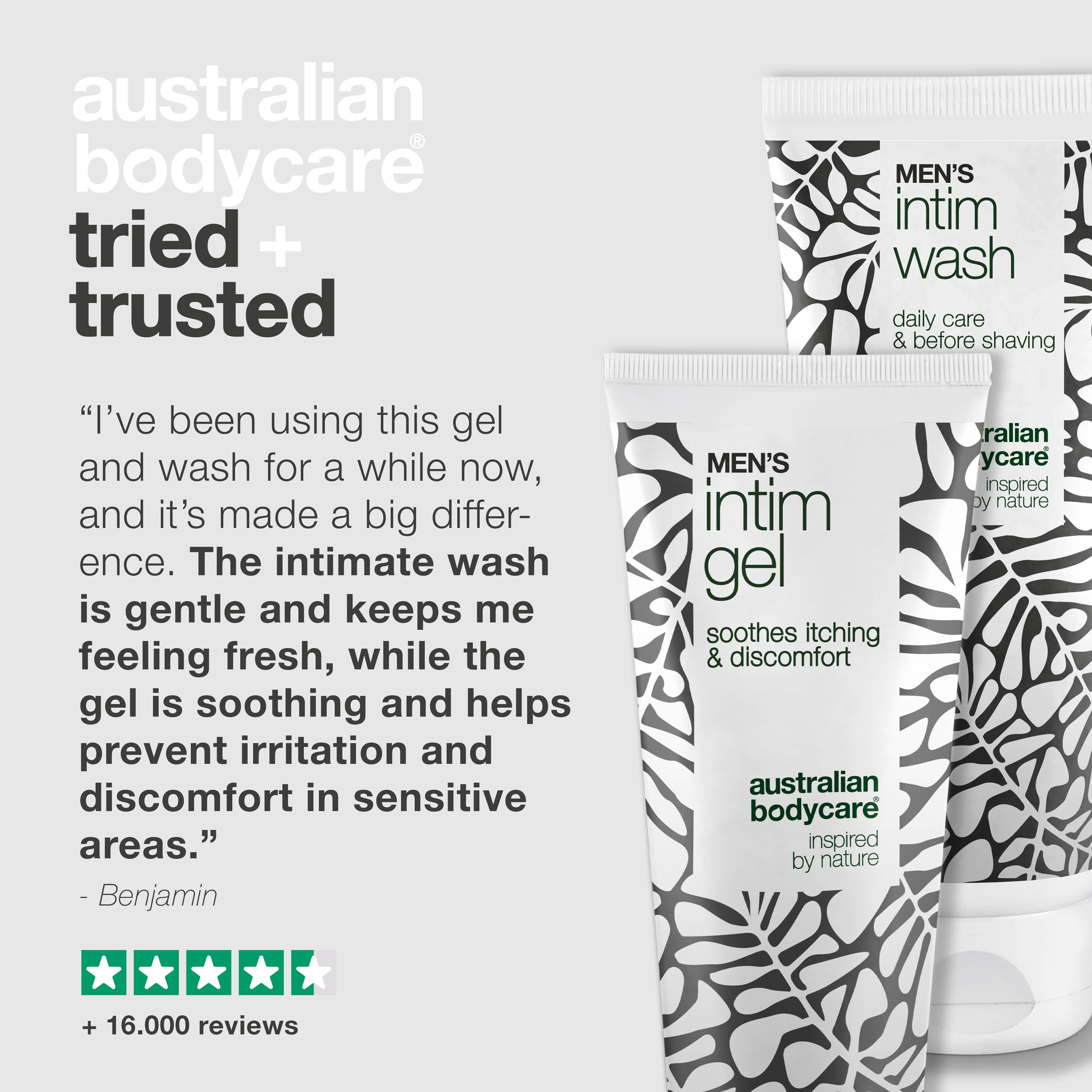 Gel & Soap against irritation arising from jock itch — Against itching at the penis & in the vagina and jock itch