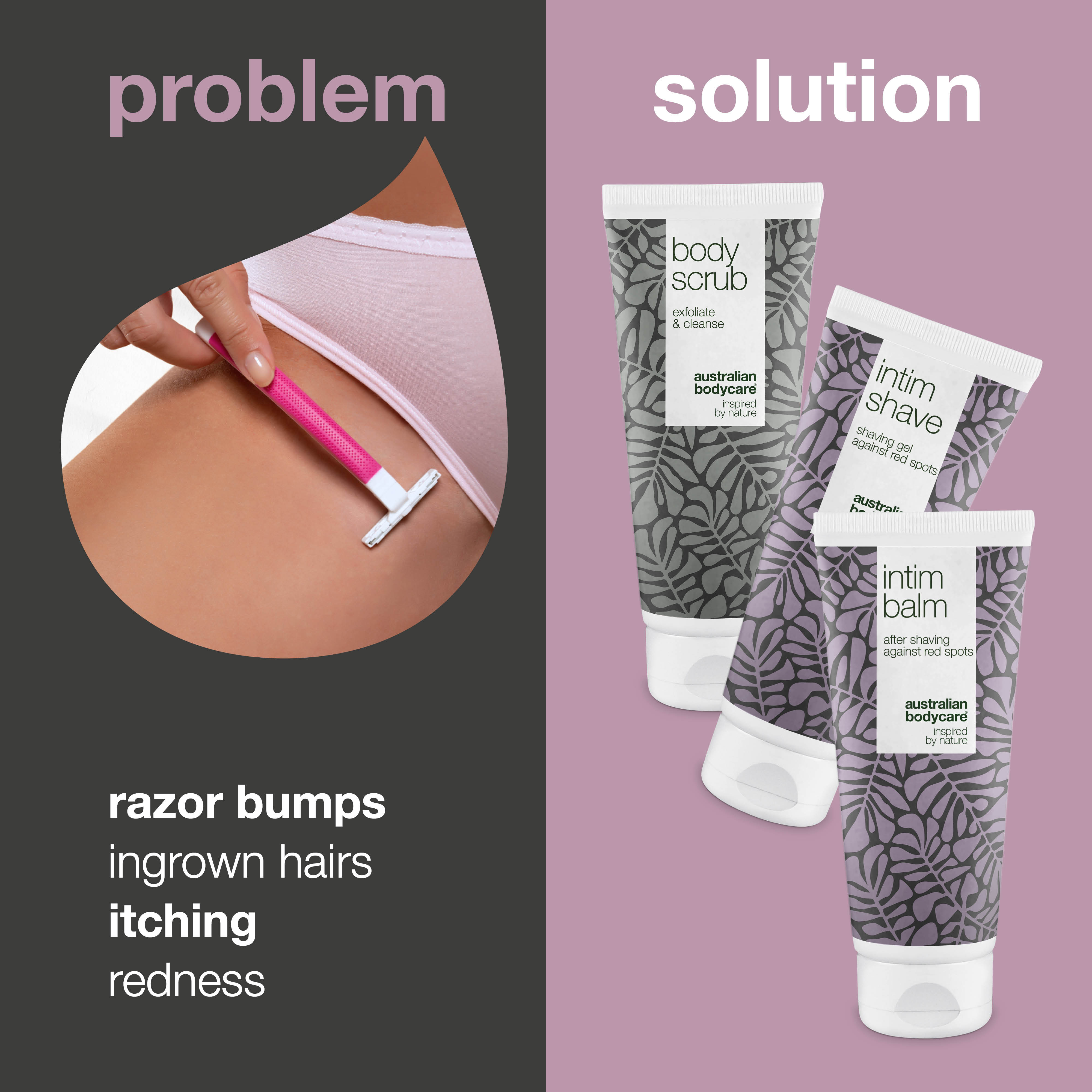 Intimate shaving without ingrown hair & shaving bumps — 3 products against razor bumps and ingrown due to pubic hair shaving