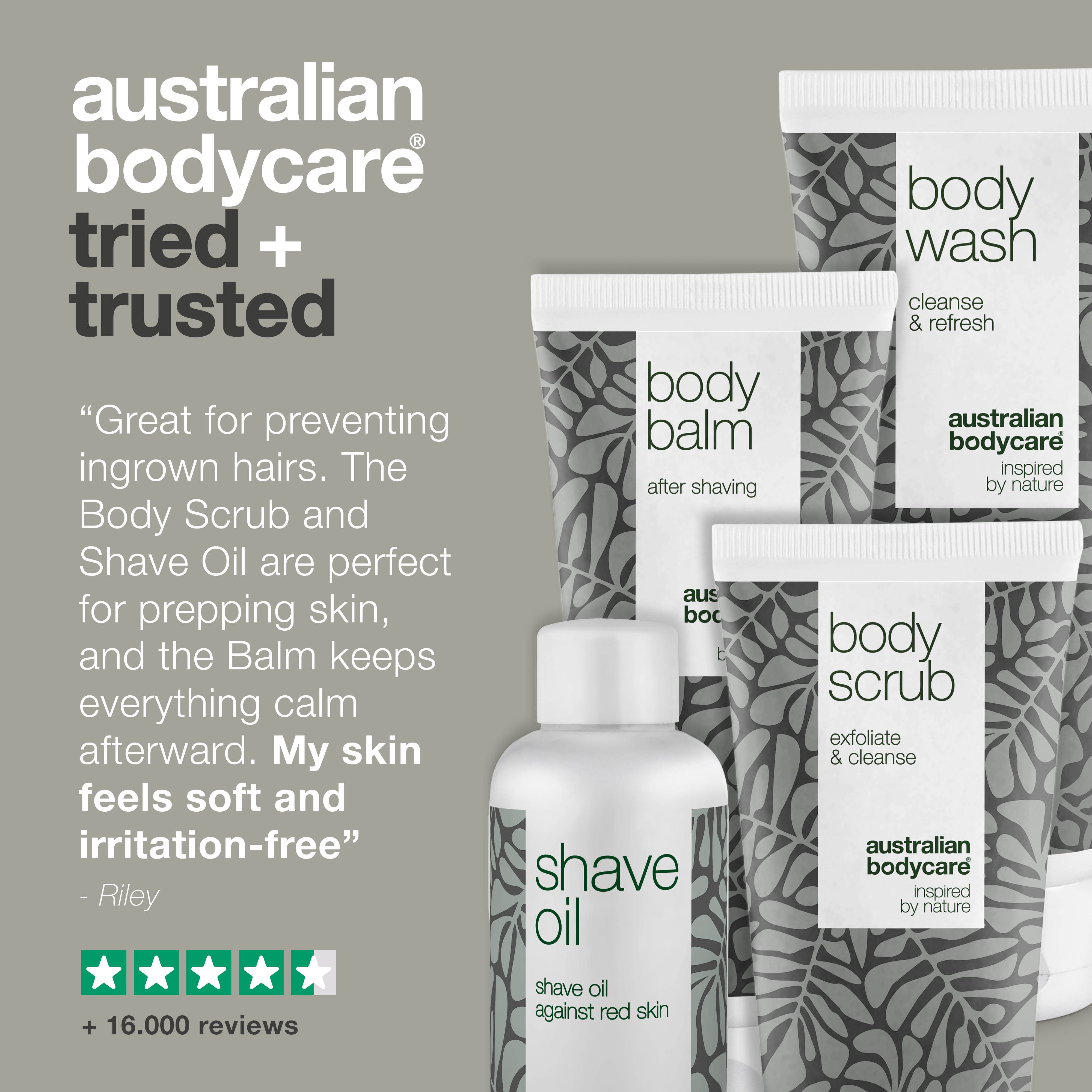 Body shaving set against red razor bumps — Eliminate ingrown hair, strawberry legs and razor burn