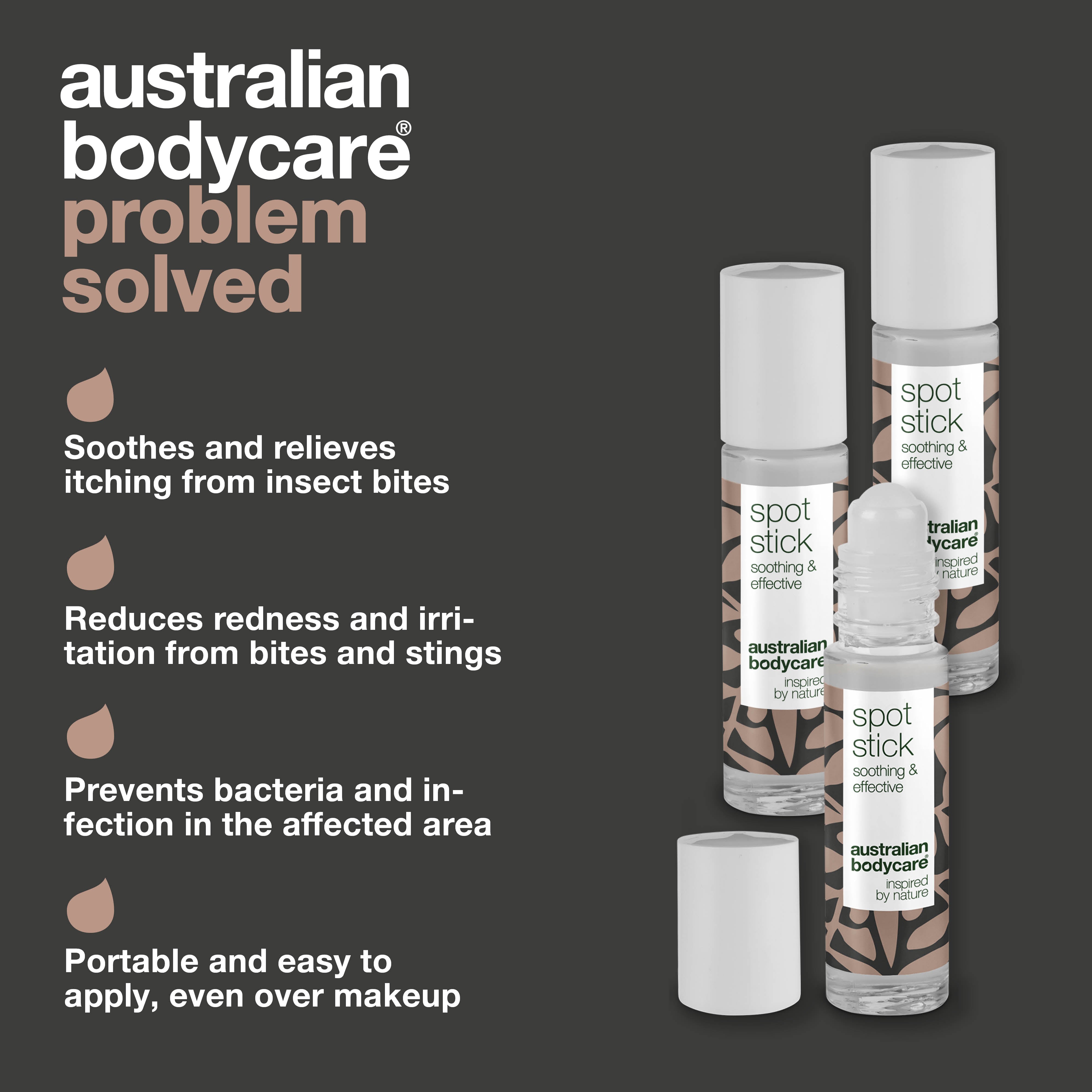 3x spot sticks for mosquito bites — Practical roll on stick for bacteria and irritation in insect bites