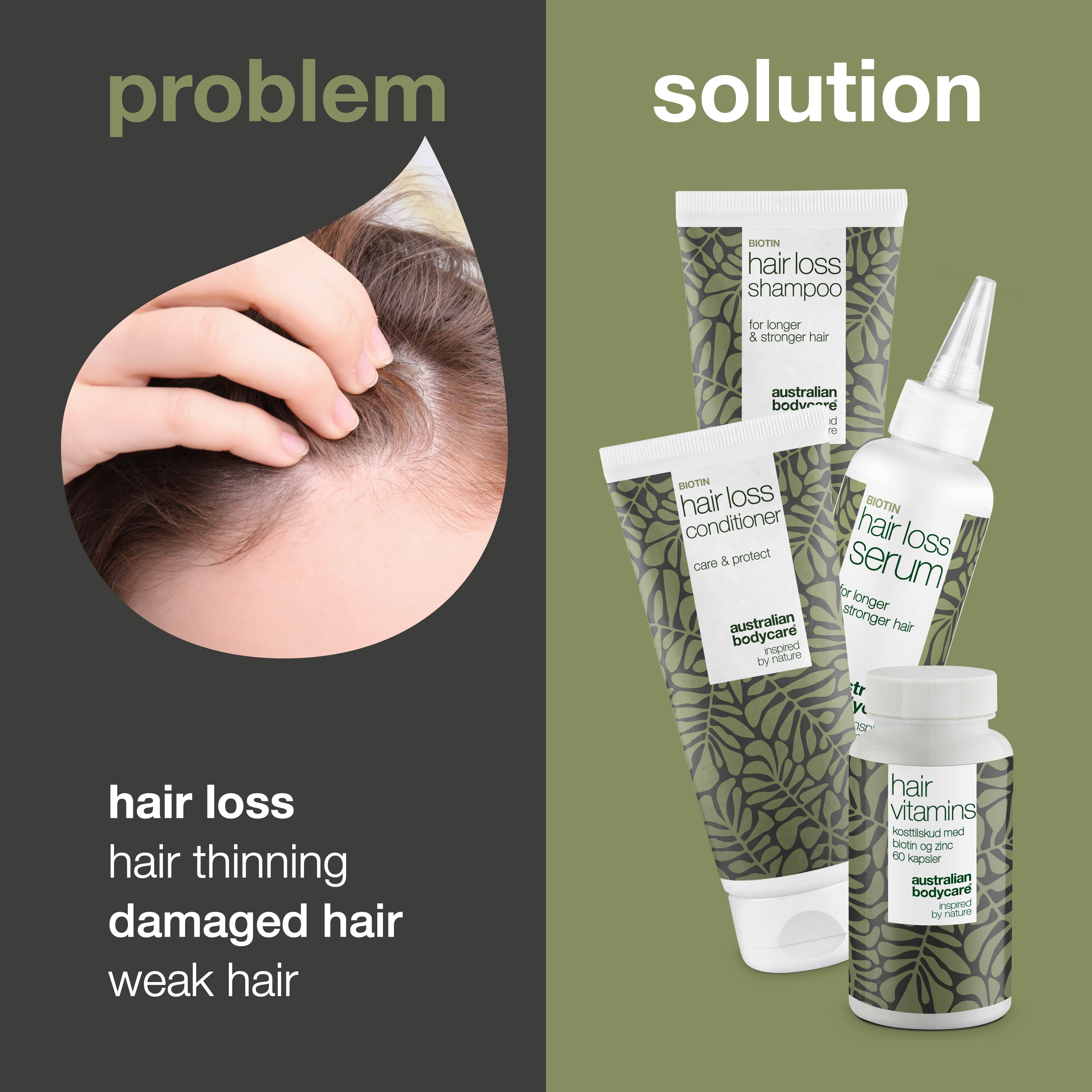 4 products for hair loss and thinning hair — Hair loss products with Biotin, Tea Tree Oil and Capilia Longa
