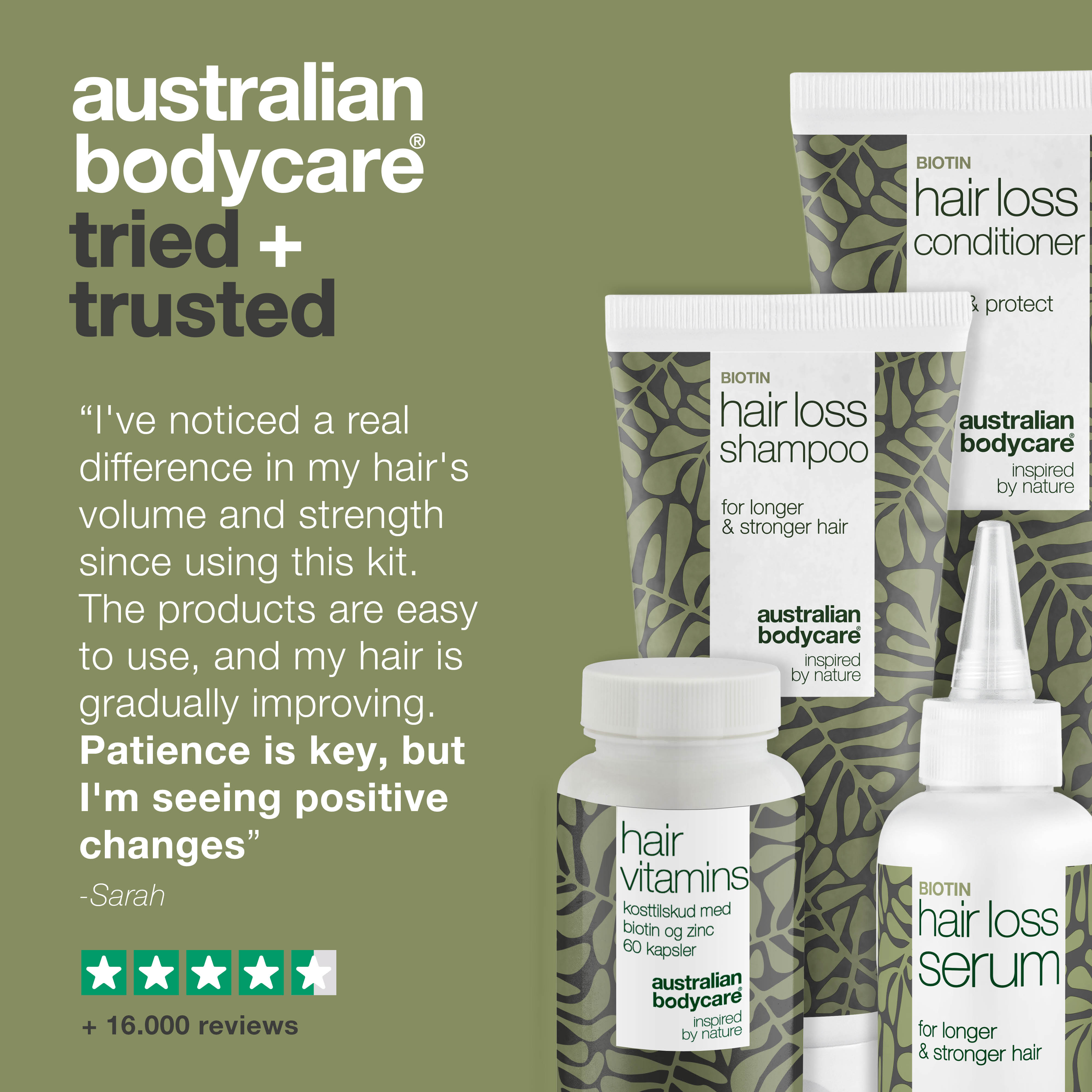4 products for hair loss and thinning hair — Hair loss products with Biotin, Tea Tree Oil and Capilia Longa