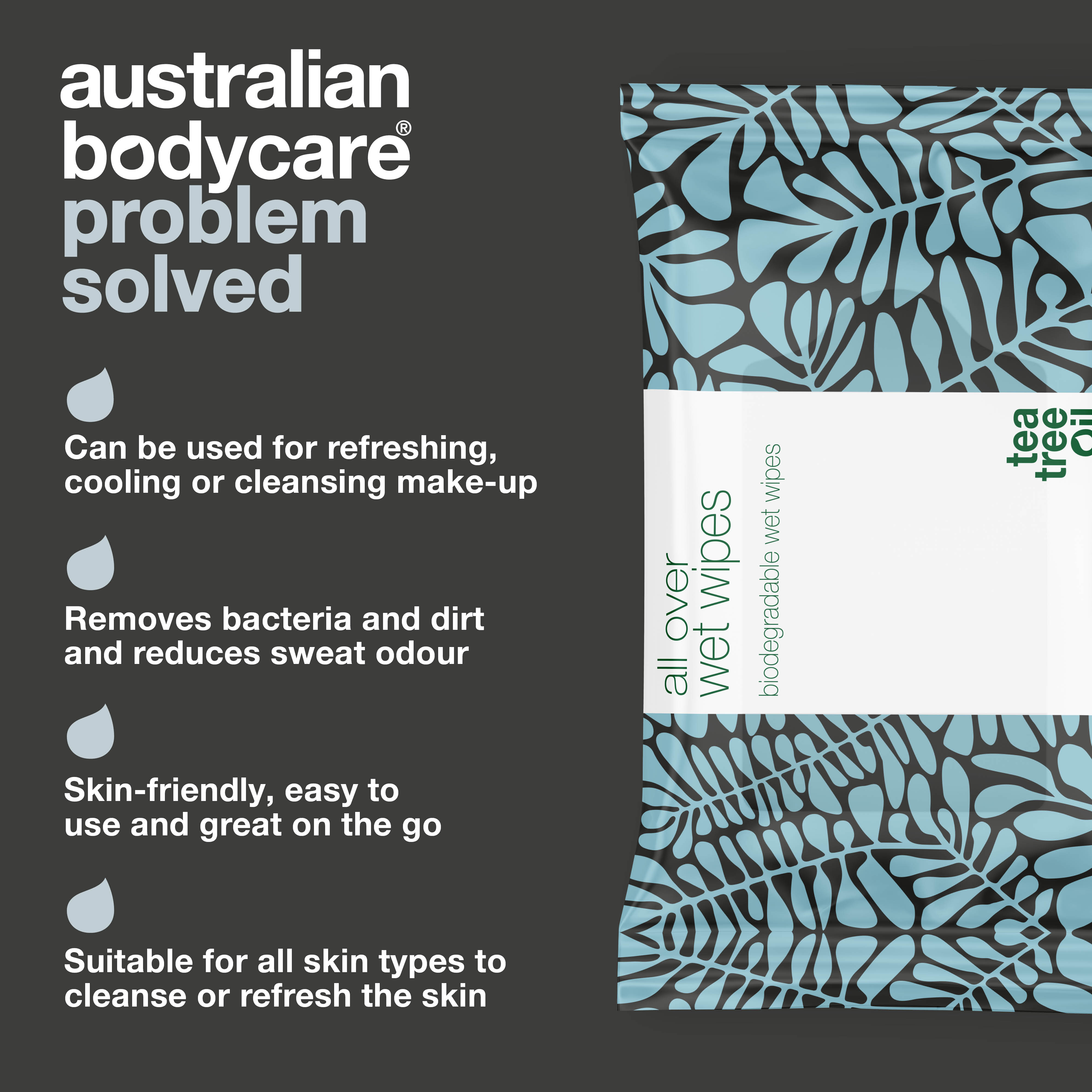 Tea Tree Oil Wet wipes for adults (x36) — An effective product to cleanse & refresh the skin