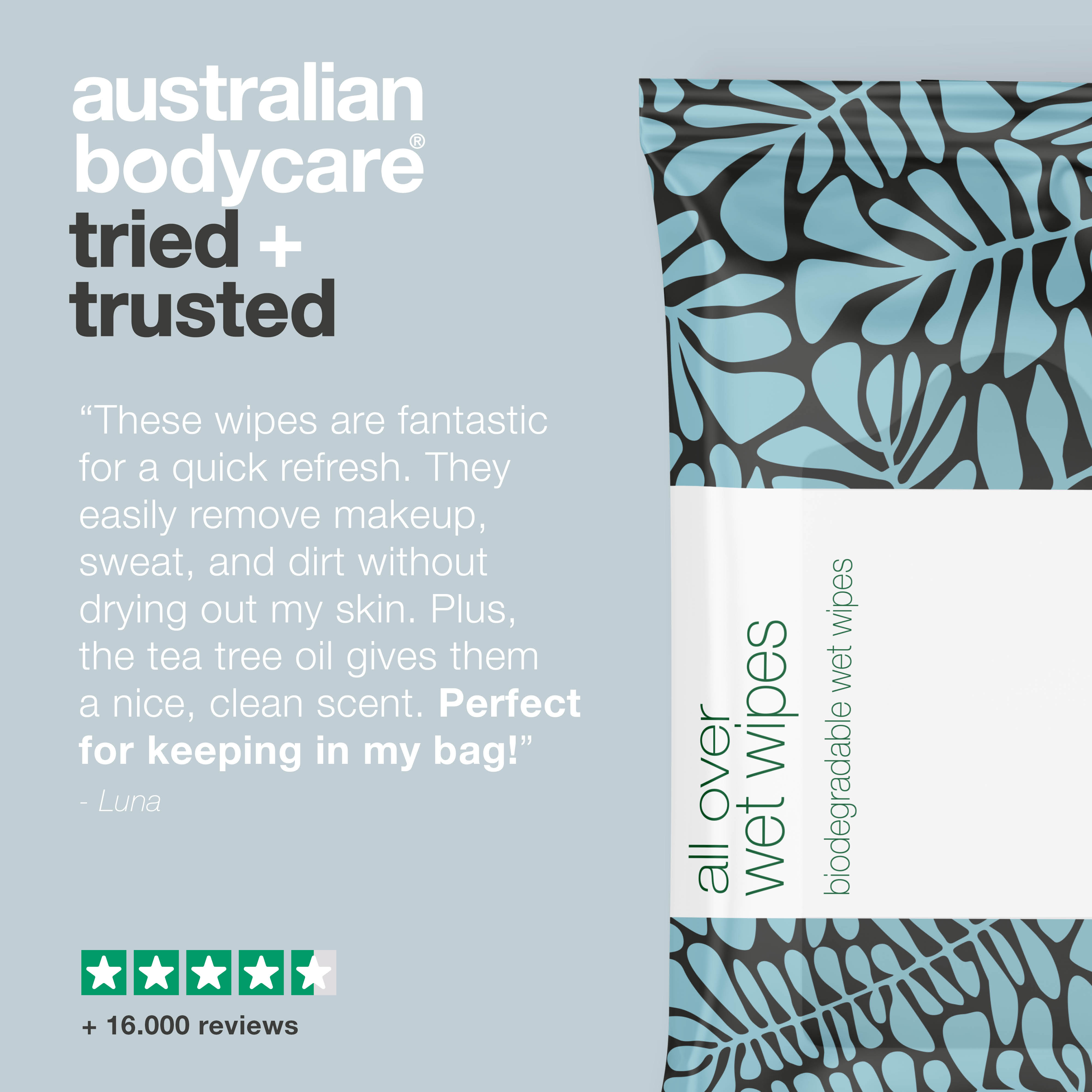 Tea Tree Oil Wet wipes for adults (x36) — An effective product to cleanse & refresh the skin