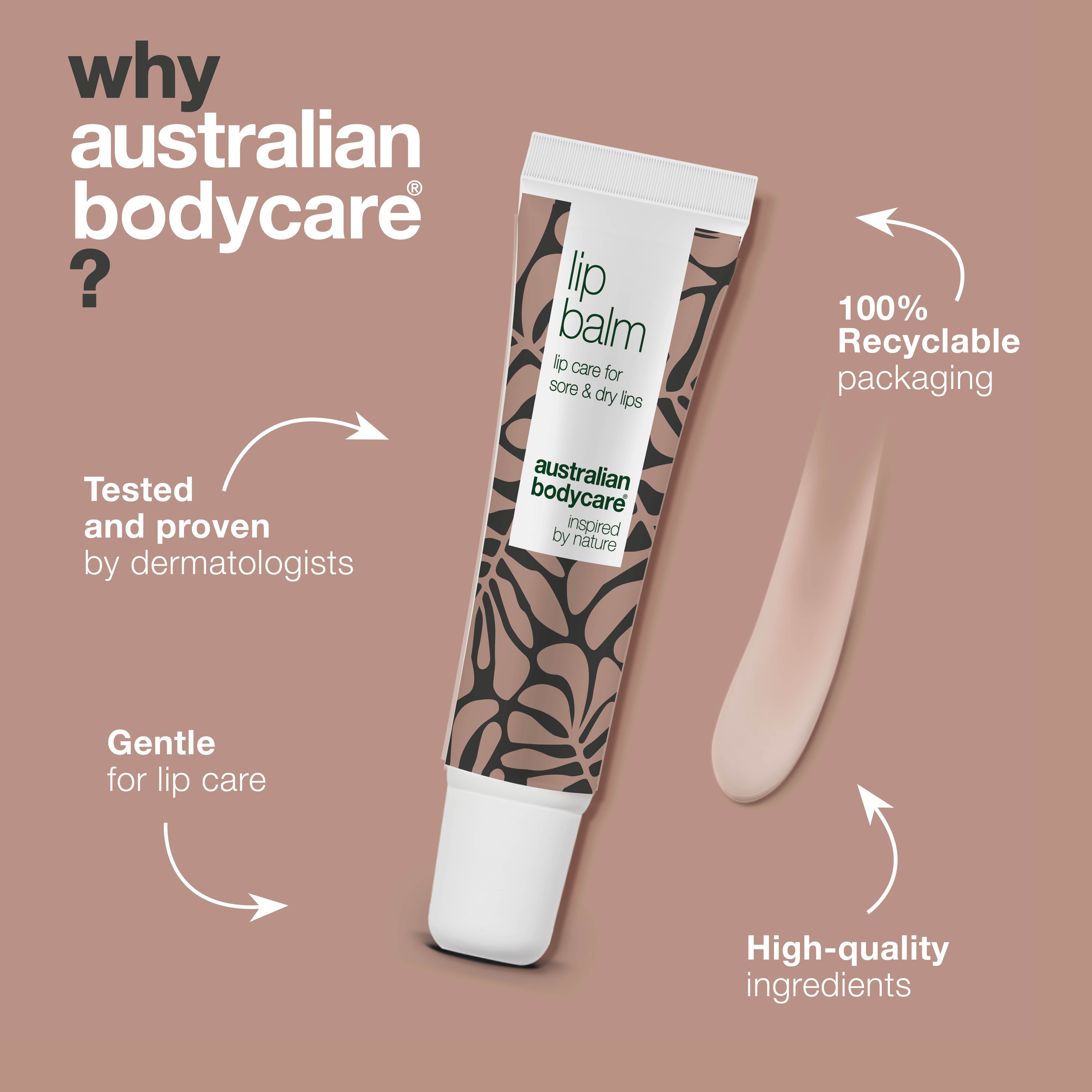 Lip balm for care of dry and chapped lips — Lip balm with Tea Tree Oil for dry lips & care of cold sores