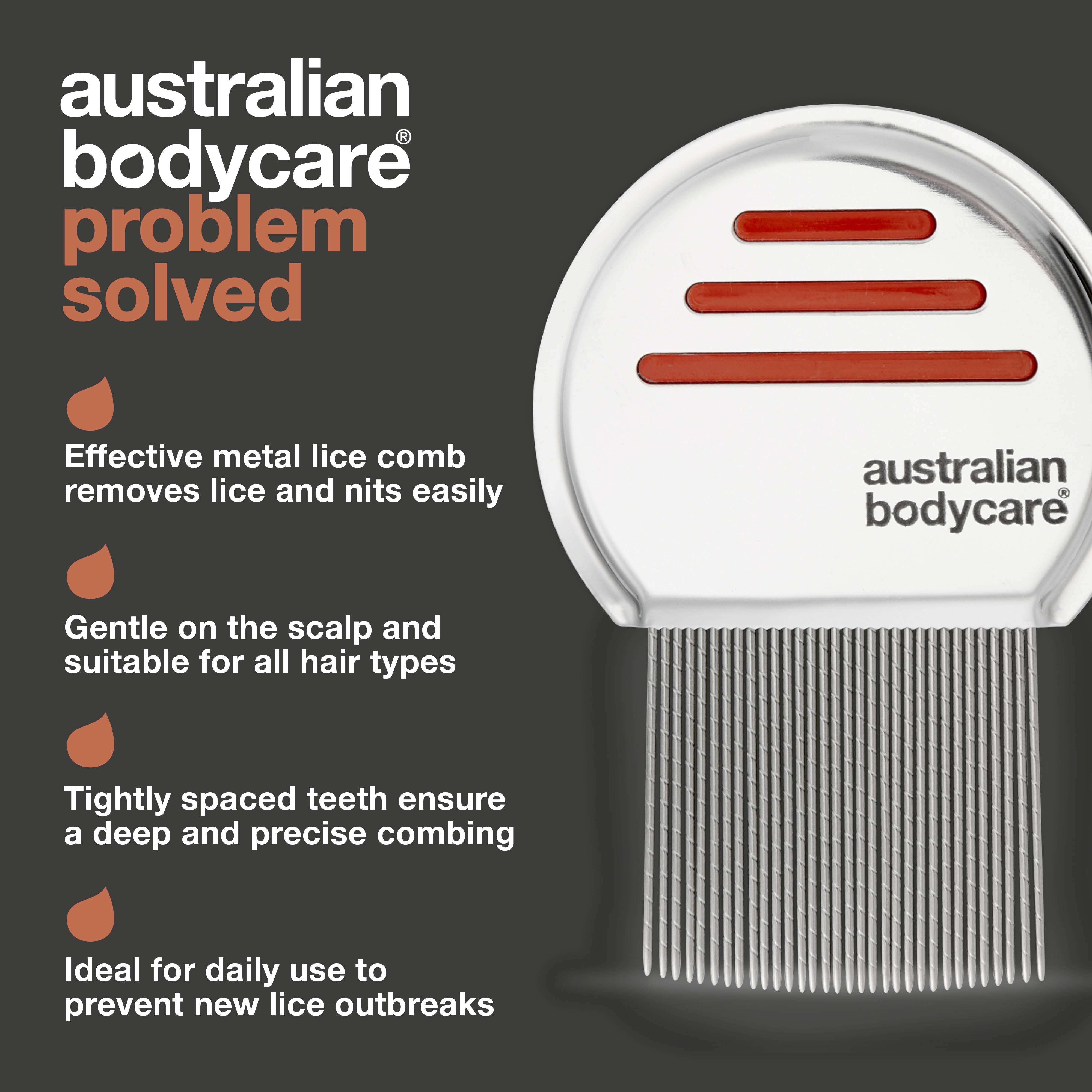 Metal Lice Comb – Effectively Removes Lice & Nits — Remove lice easily with a stainless steel lice comb! Gently and thoroughly eliminates lice and nits. Perfect for lice treatment.