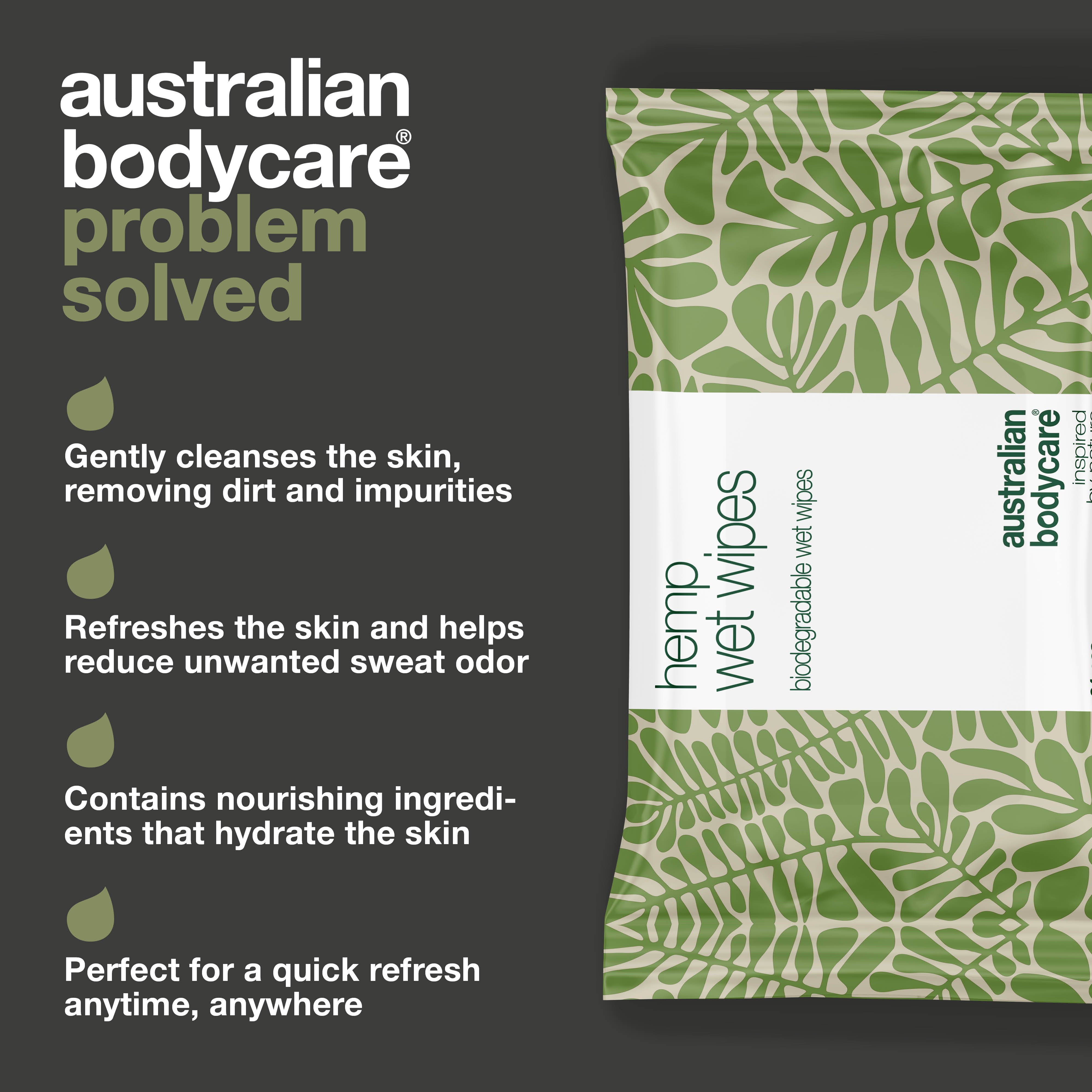 Cleansing wipes for gentle refresh – with hemp and aloe vera — Effective cleansing wipes to refresh and hydrate skin. With hemp seed oil and aloe vera. Perfect for hands, face, and body.