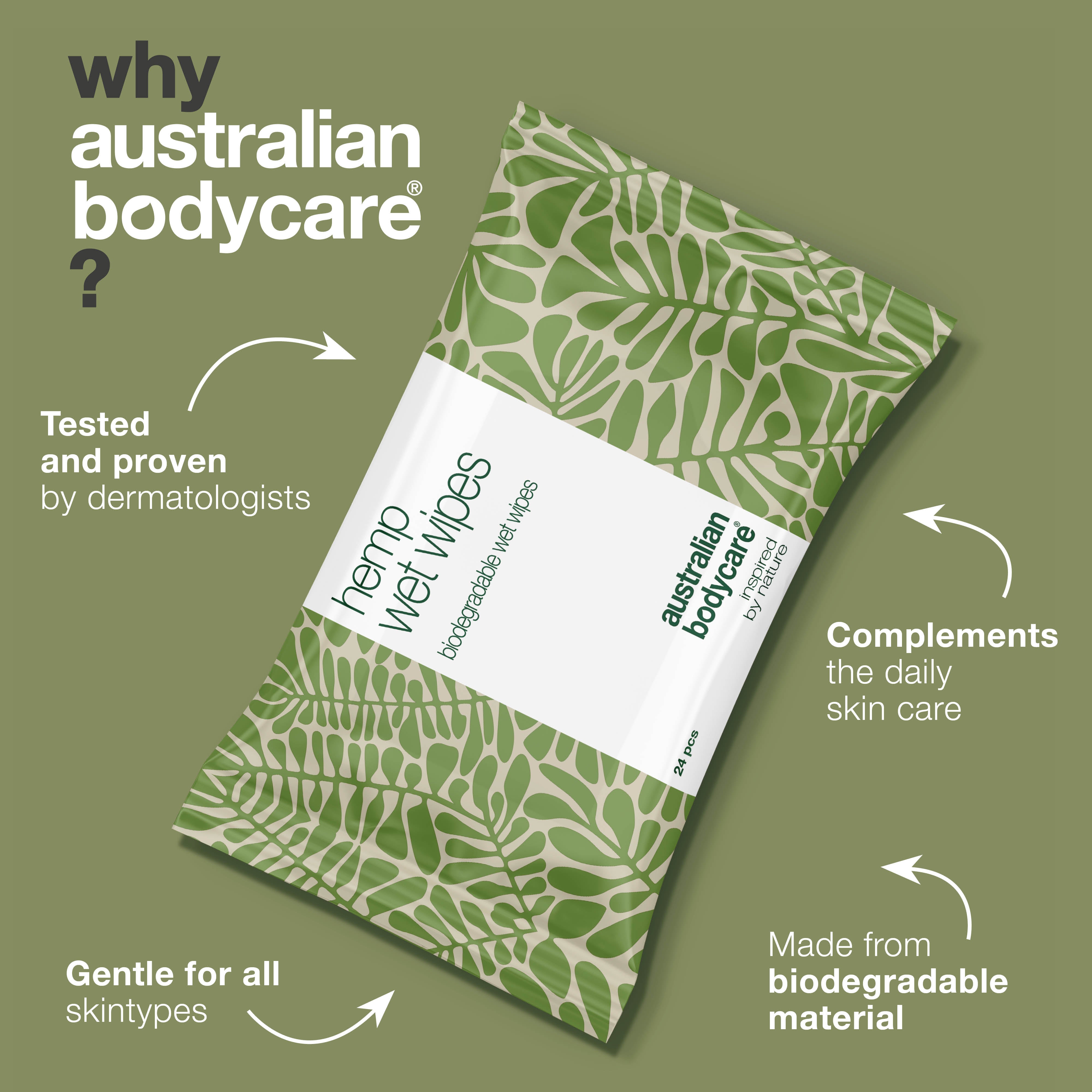 Cleansing wipes for gentle refresh – with hemp and aloe vera — Effective cleansing wipes to refresh and hydrate skin. With hemp seed oil and aloe vera. Perfect for hands, face, and body.