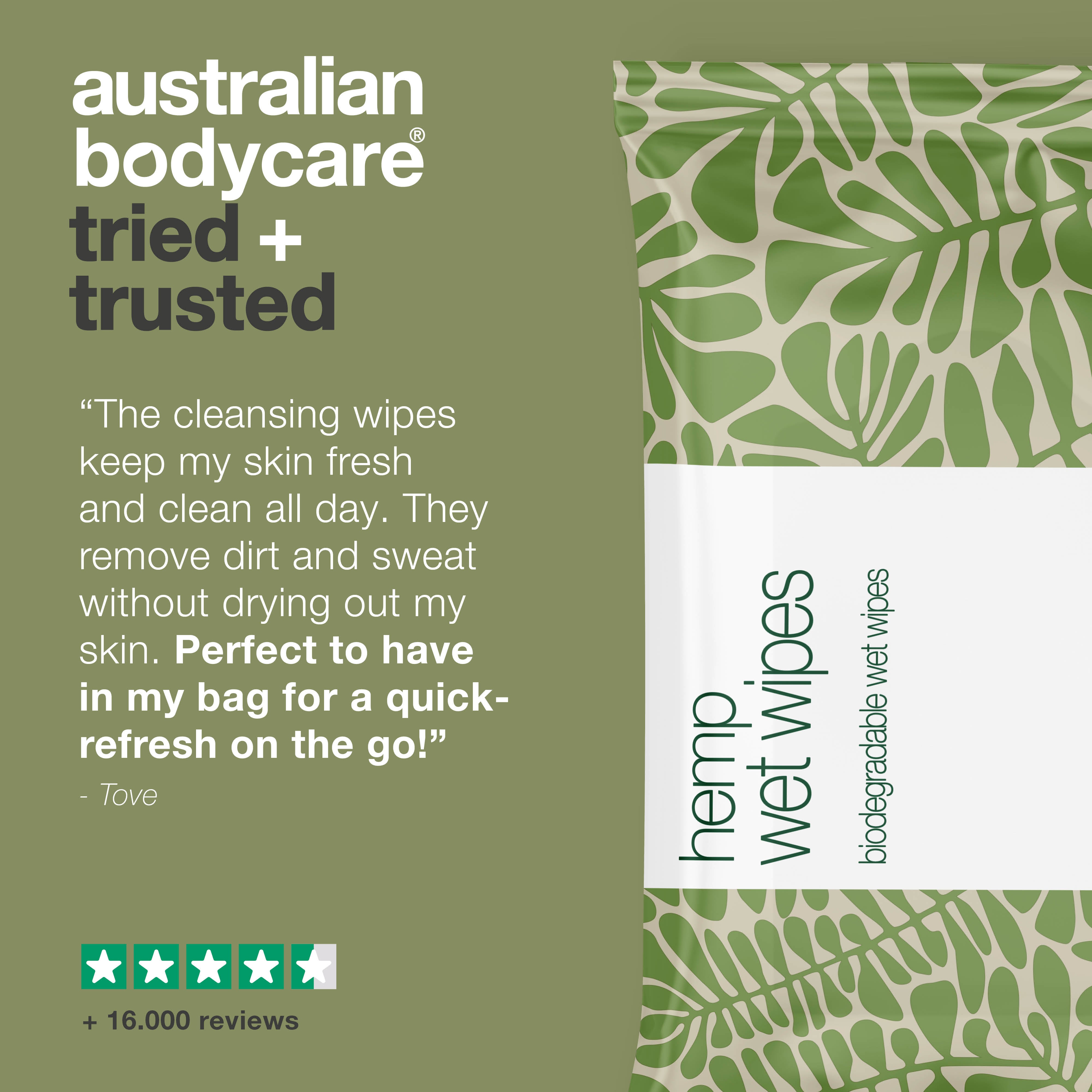 Cleansing wipes for gentle refresh – with hemp and aloe vera — Effective cleansing wipes to refresh and hydrate skin. With hemp seed oil and aloe vera. Perfect for hands, face, and body.