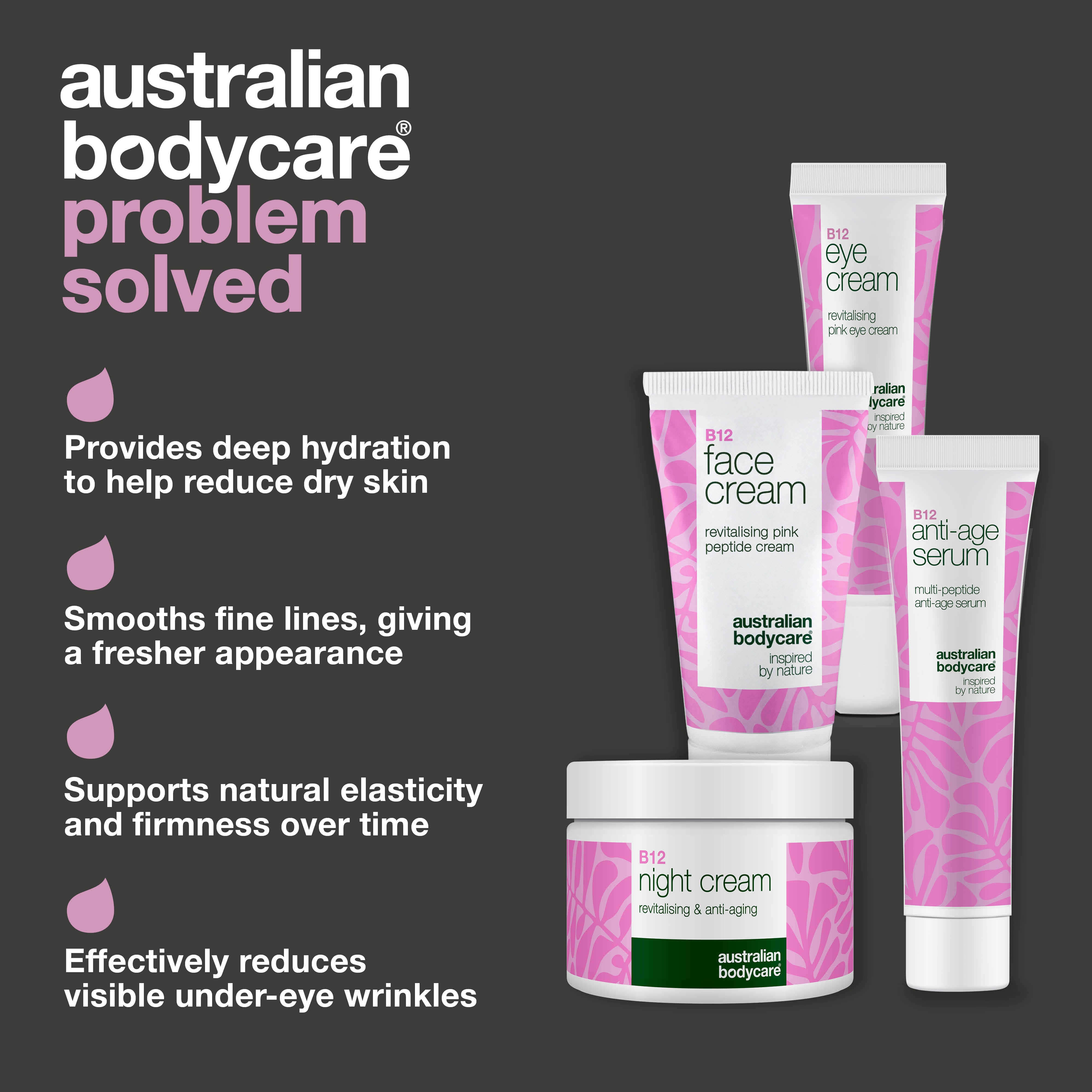 Skincare Set with B12 – Reduce Wrinkles for a Youthful Glow — 4 products with B12 for anti-age benefits. Achieve firmer, youthful skin.
