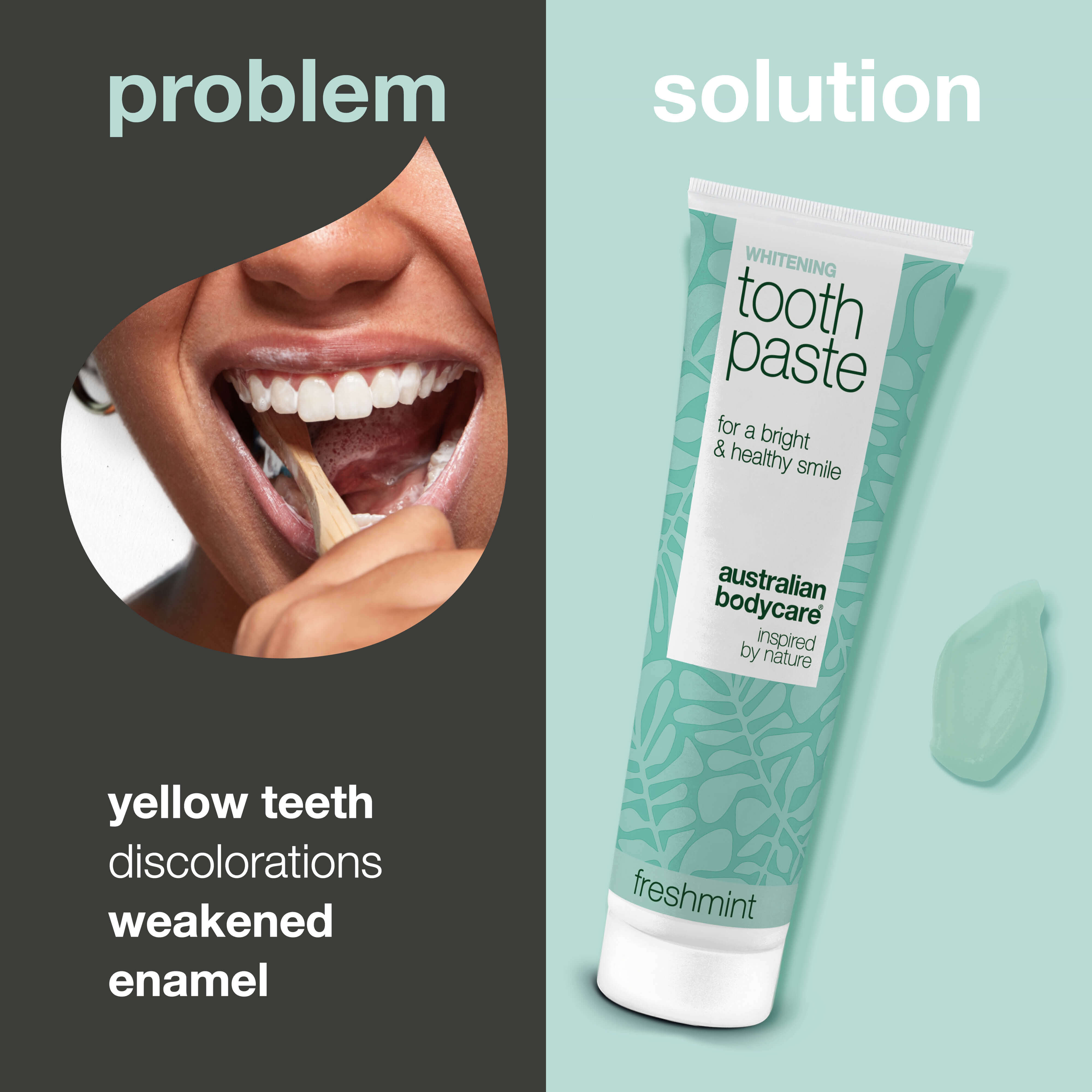 Whitening Toothpaste – Removes stains and gives white teeth — Whitening toothpaste that fights yellow teeth and strengthens enamel. With hydrated silica, alumina, and menthol for fresh breath.