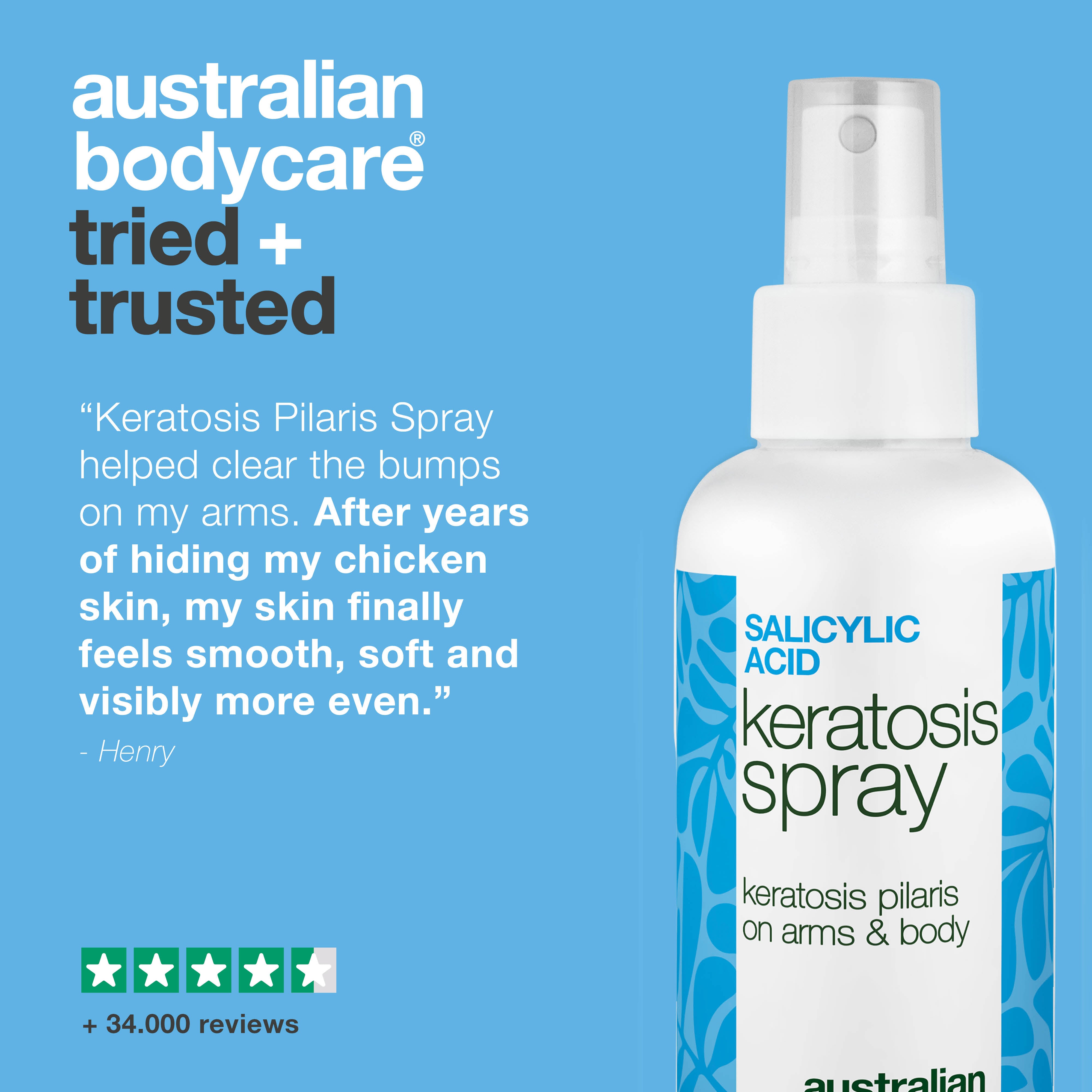 Keratosis Pilaris Spray for bumpy skin and chicken skin — Keratosis pilaris spray reduces rough, dry bumps on arms and thighs. Formulated with salicylic acid to exfoliate and soften skin.
