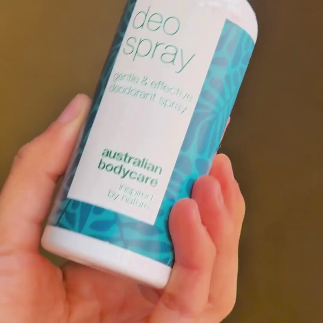 Video of a model spraying our antiperspirant deodorant under her arms, showing how easy it is to use and how it helps protect against sweat.