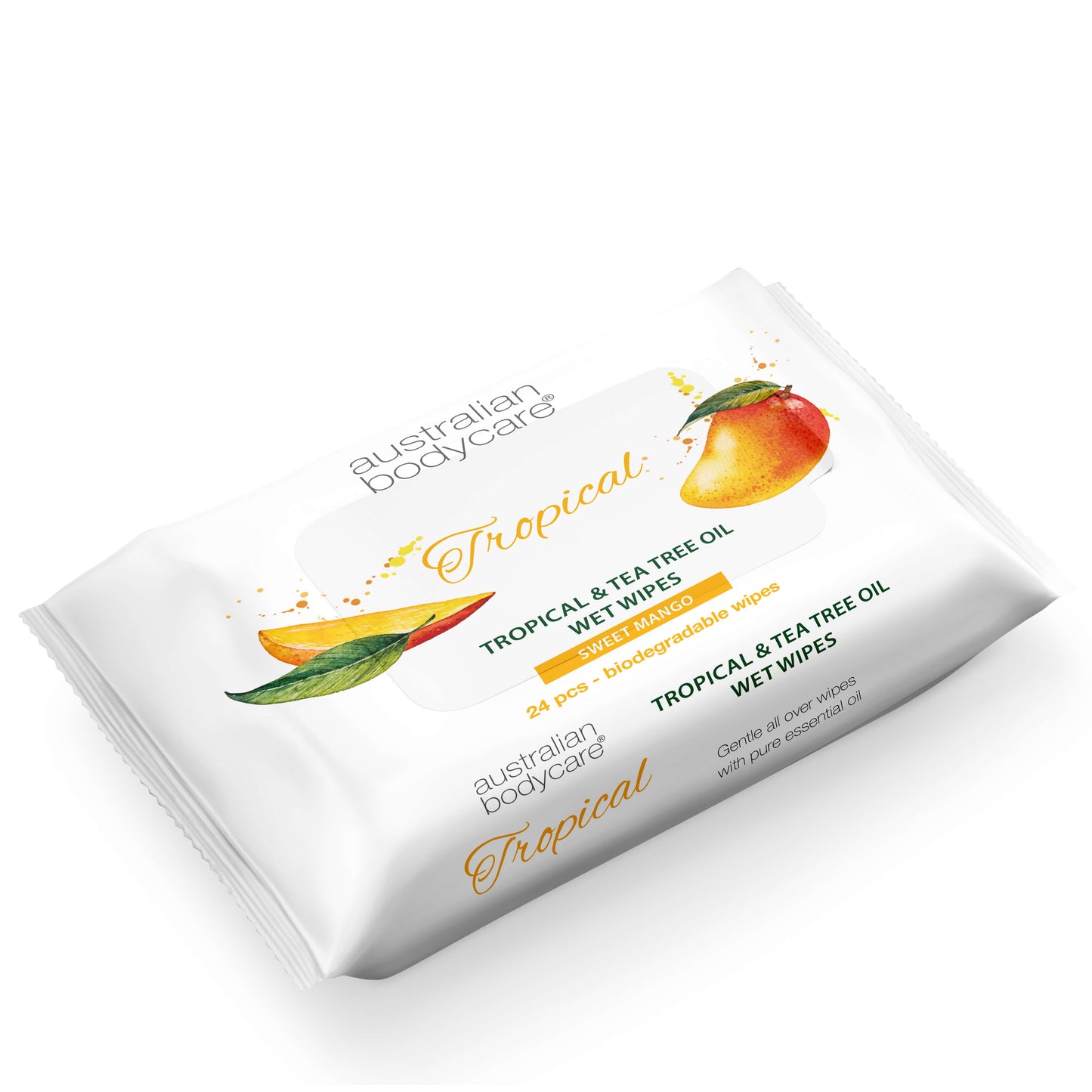 Adult wet wipes with Mango & Tea Tree Oil - For daily rinse of face and body
