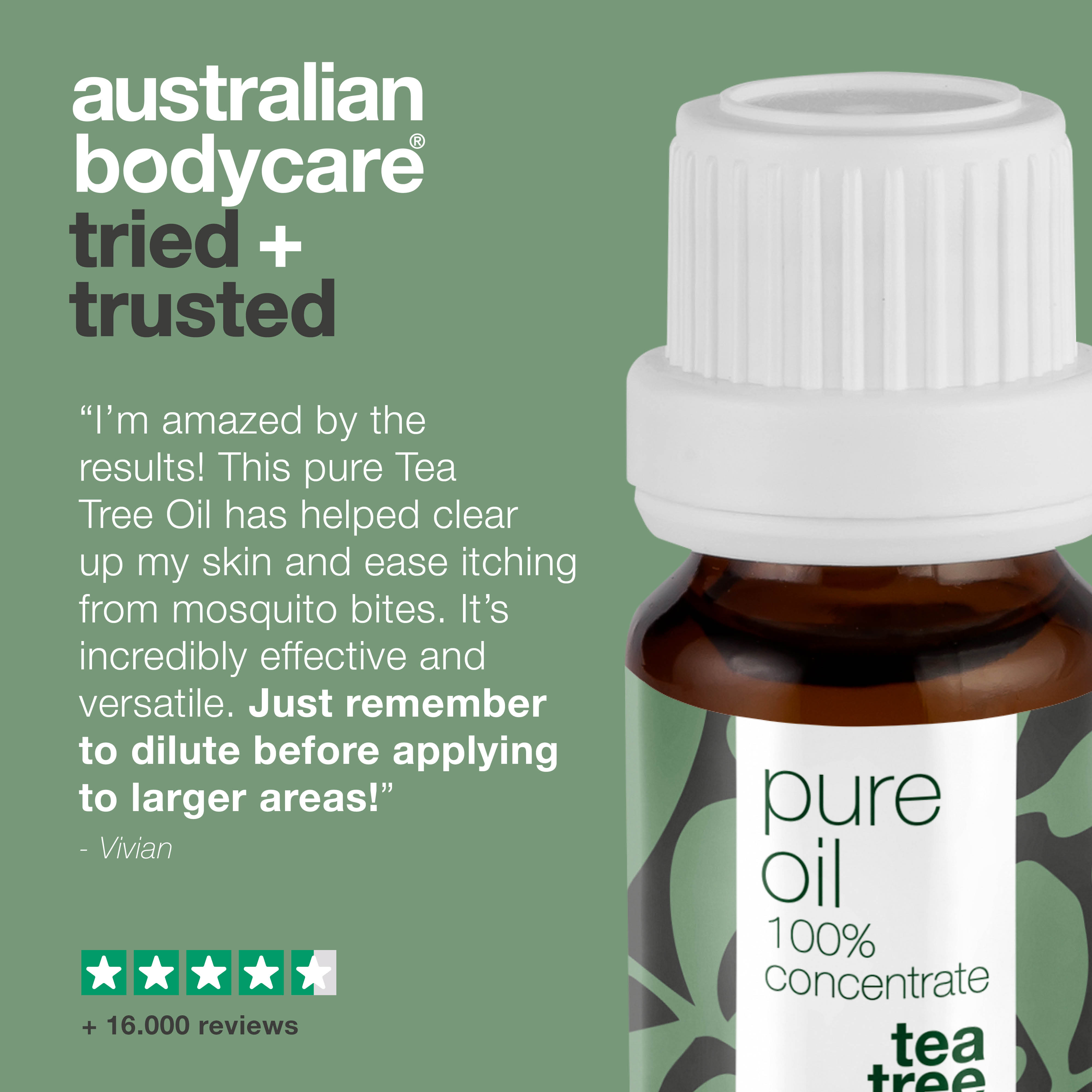 Pure Tea Tree Oil for skin problems — 100% natural and concentrated Tea Tree Oil from Australia