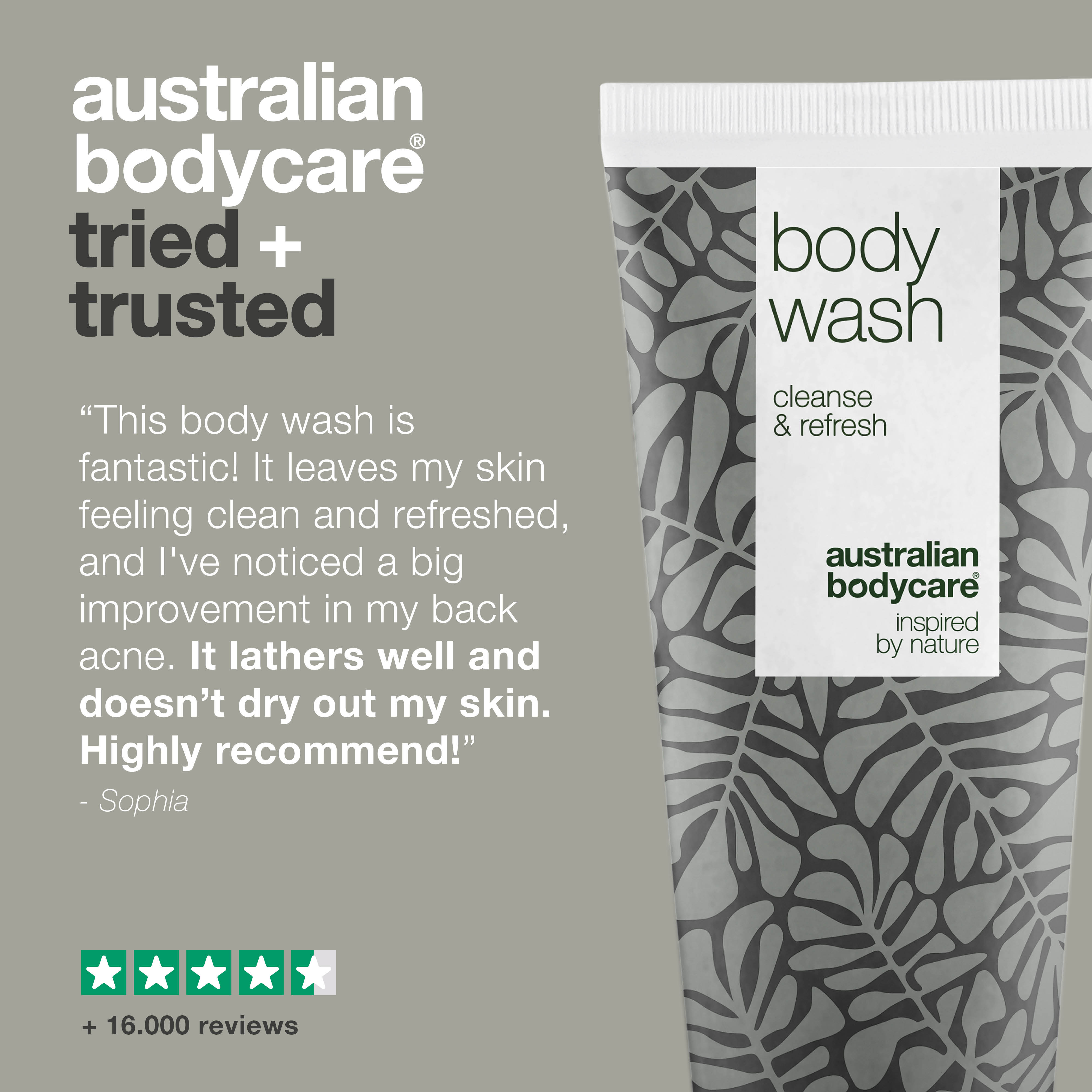 Body wash for blemishes and body odor — Body wash that reduces body odor, smelly feet, and spots, leaving skin refreshed and clean.