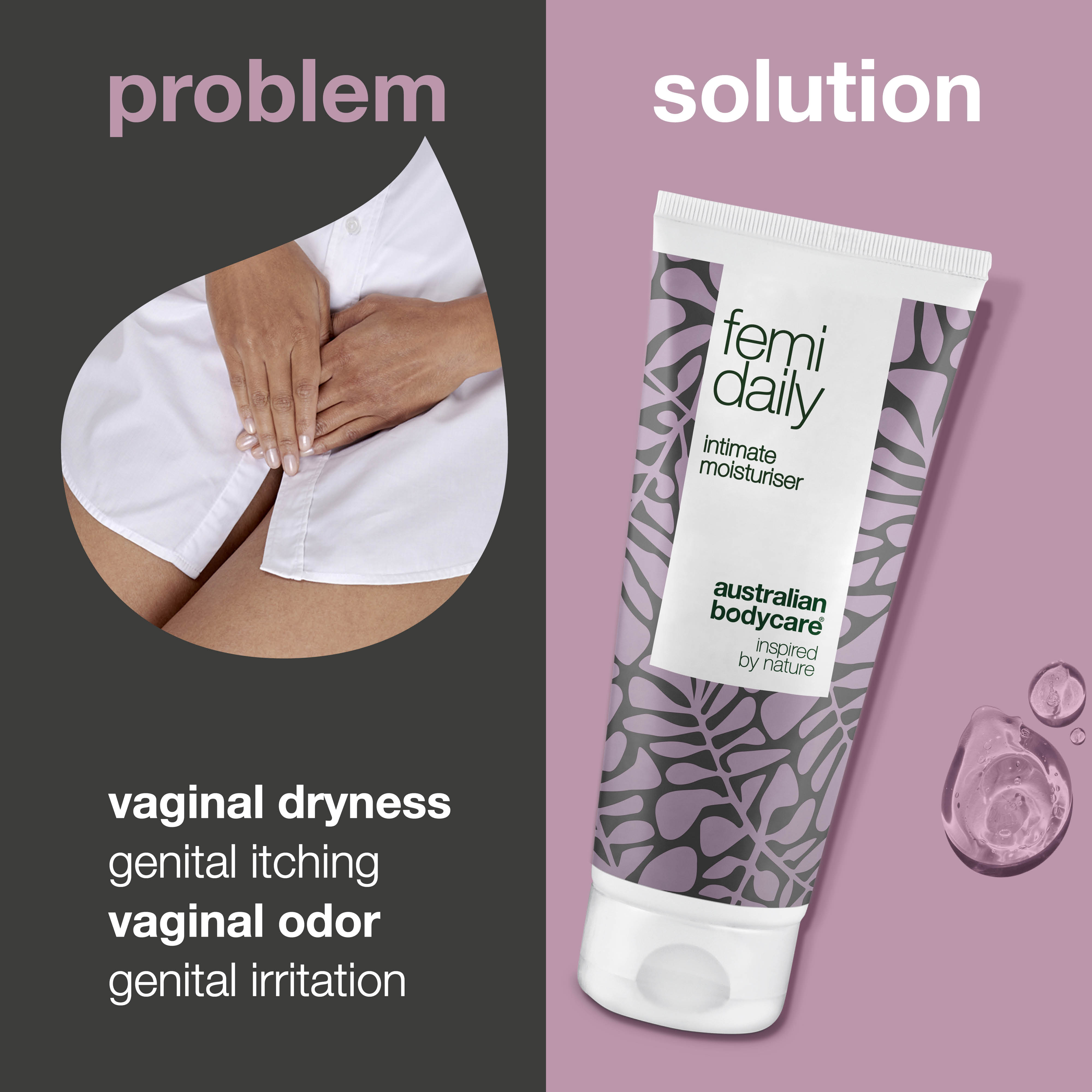 Intimate gel against vaginal dryness, genital itching and vaginal odor — Intimate gel for the daily care of intimate problems