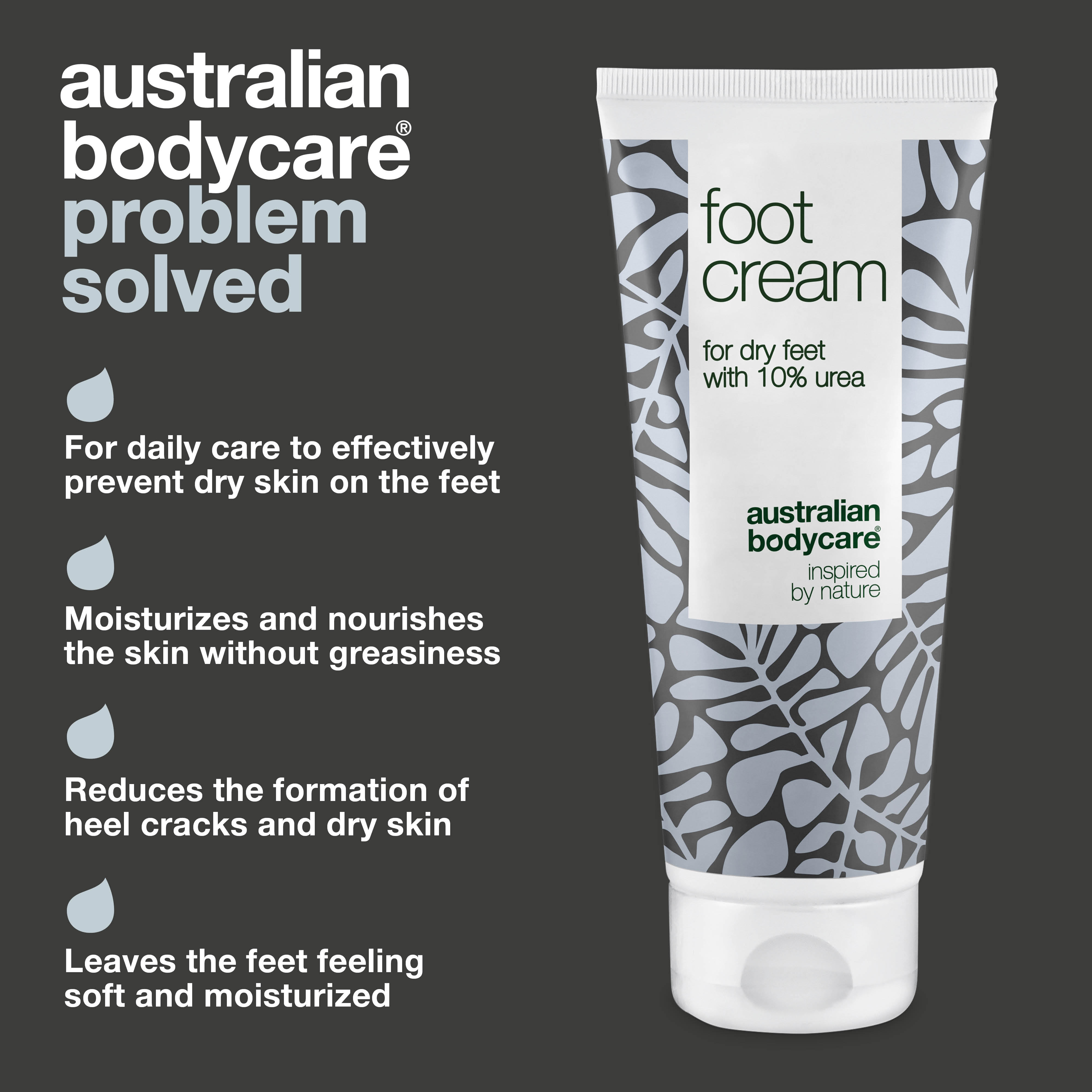 Foot Cream with 10% urea for dry feet — Nurturing foot cream for dry skin on feet with 100% natural Tea Tree Oil