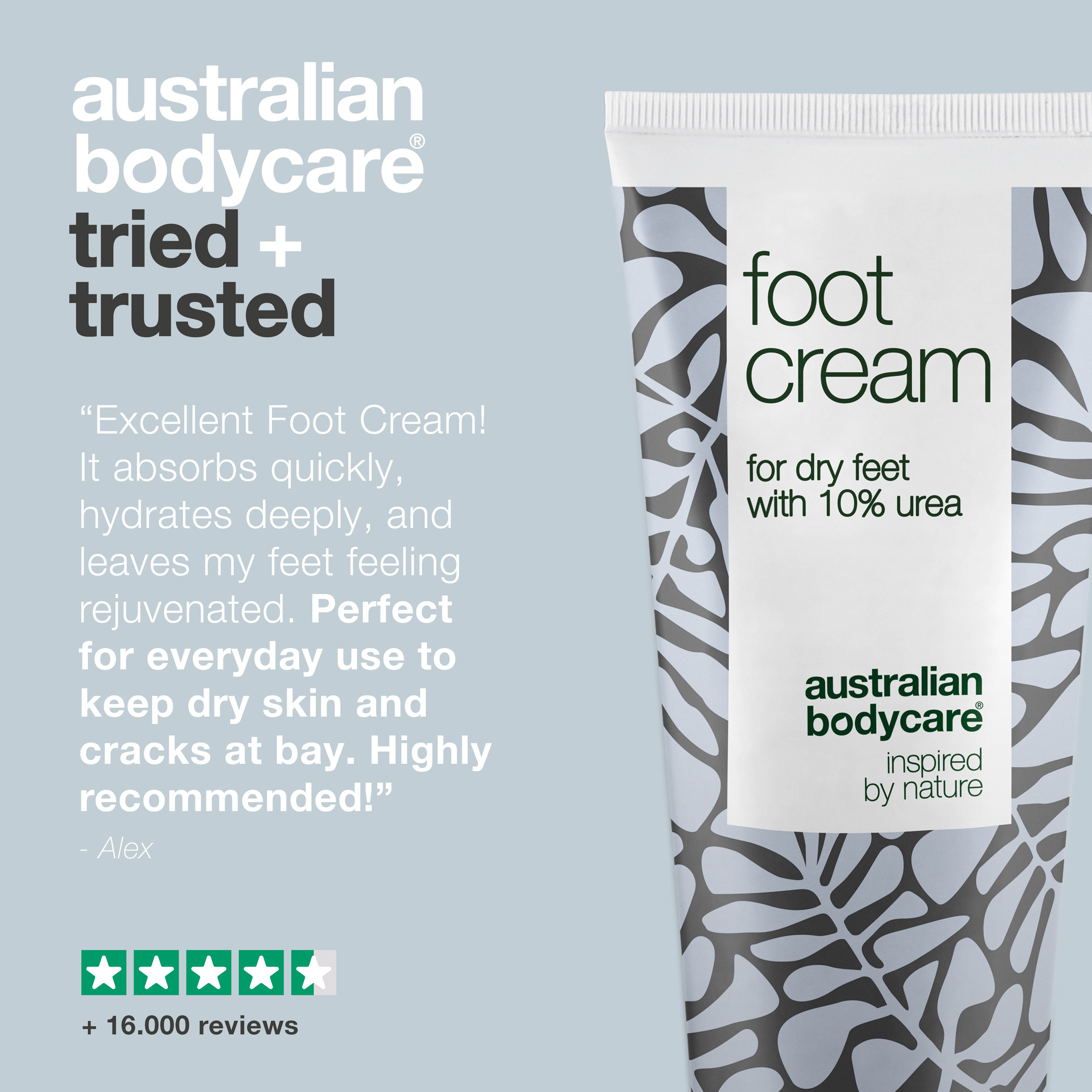 Foot Cream with 10% urea for dry feet — Nurturing foot cream for dry skin on feet with 100% natural Tea Tree Oil