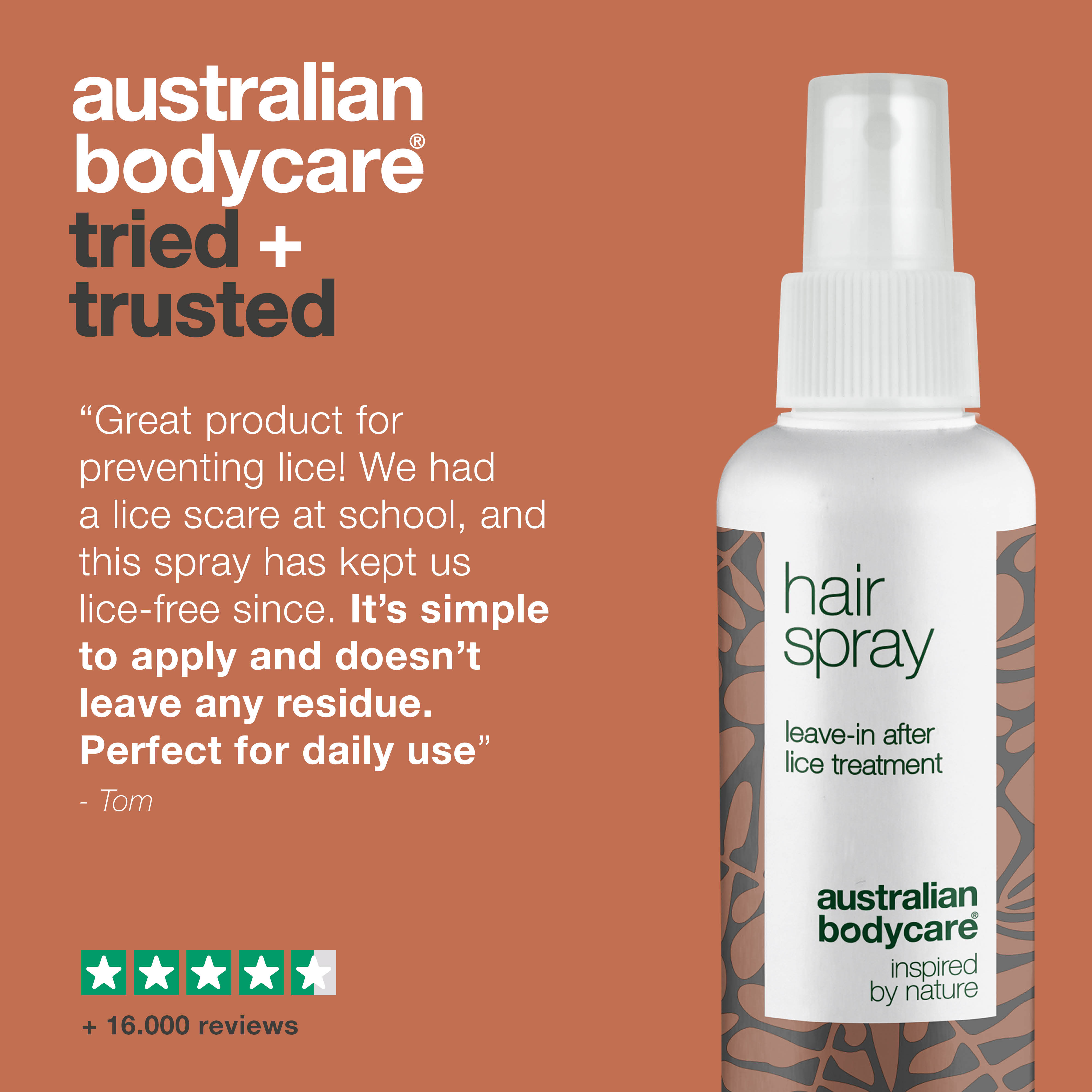 Anti head lice hair spray for hair and scalp — Hair spray to prevent head lice after treatment