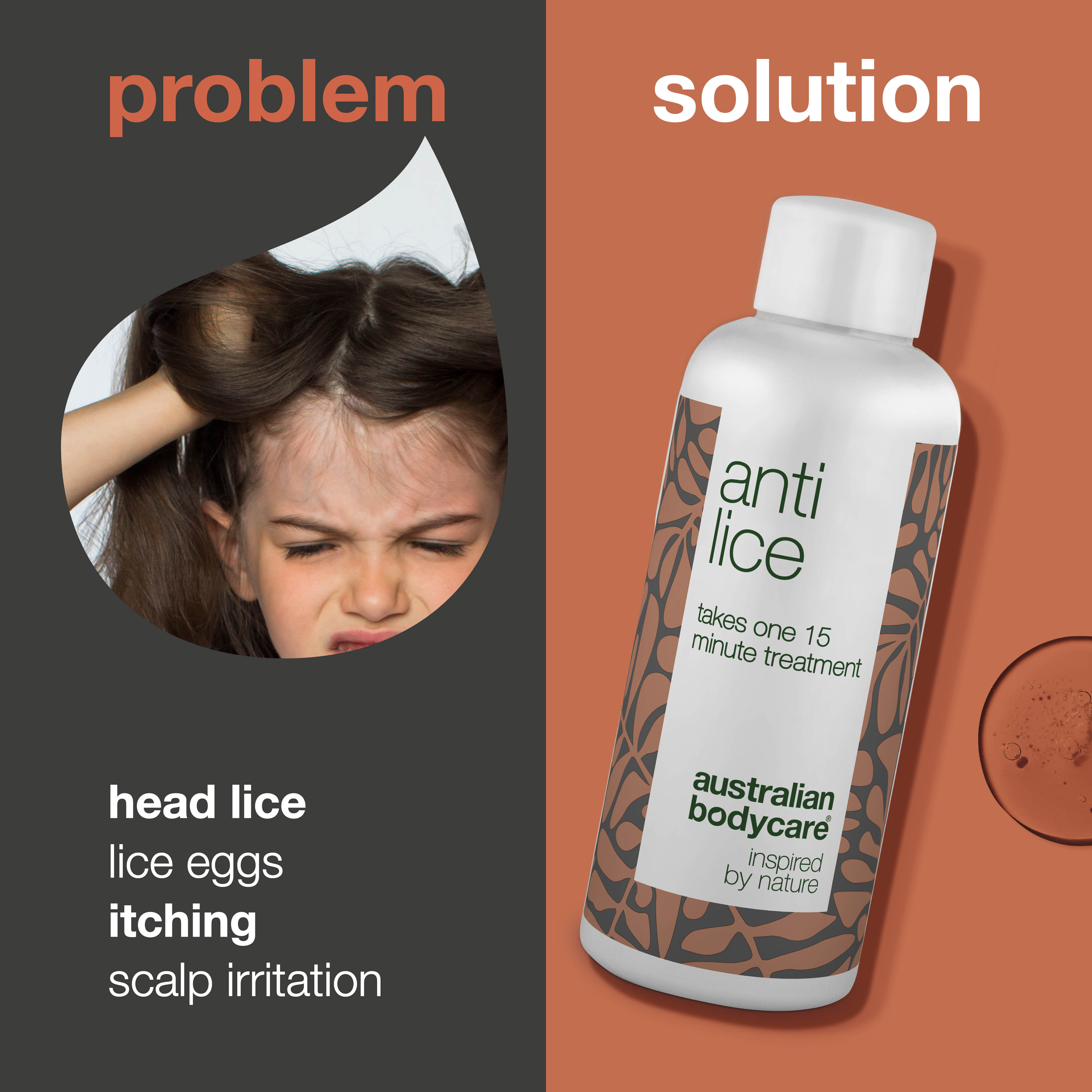 Lice Treatment - Effective Cure for Lice and Eggs in 15 Minutes — Non-toxic lice treatment with natural ingredients. Encapsulates and suffocates lice and eggs. Paraben and insecticide-free.