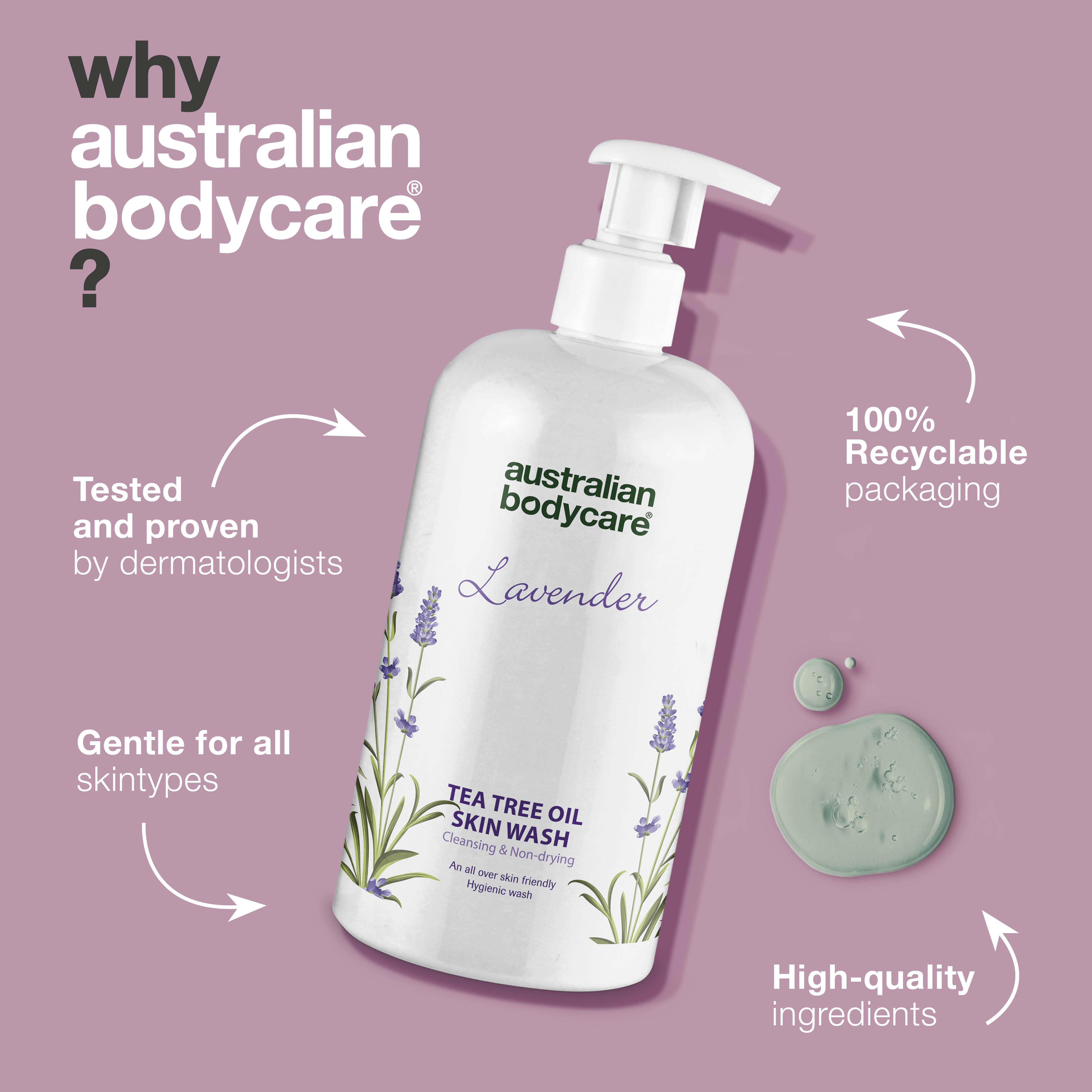 Professional Lavender Skin Wash — Professional Shower gel with Tea Tree Oil and Lavender to wash your body daily