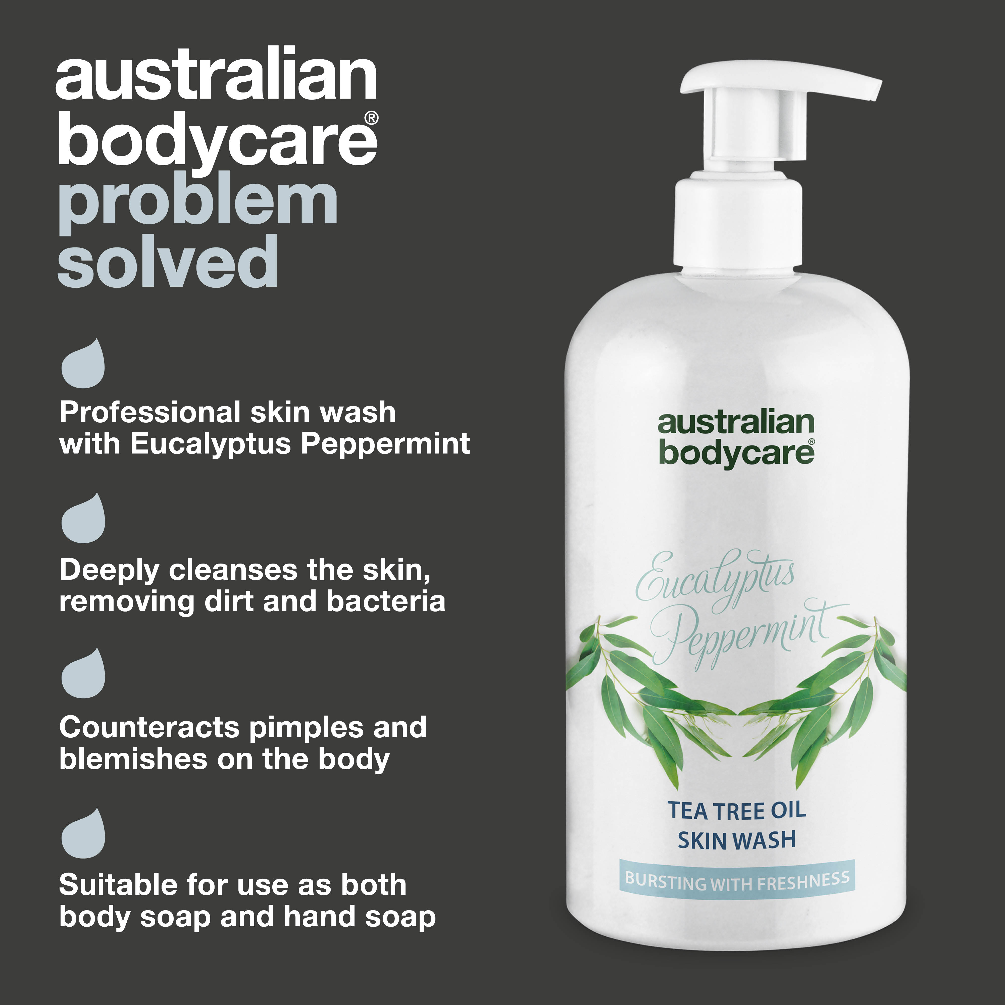 Professional Eucalyptus Skin Wash — Shower gel for professional use, with natural Tea Tree Oil and Australian eucalyptus