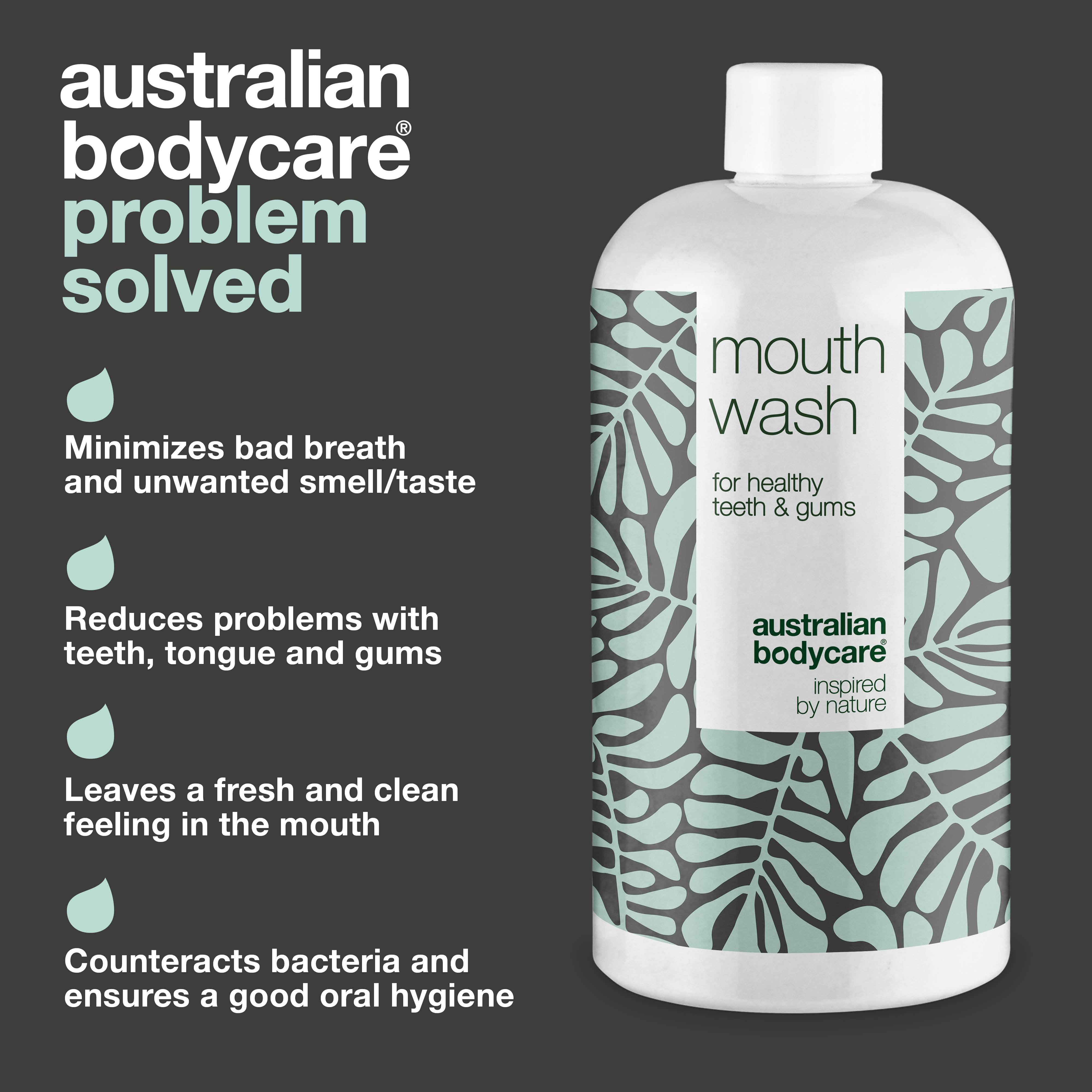 Tea Tree Oil Mouth Wash for a good oral hygiene — Against bad breath and for the daily care of gingivitis, oral thrush and periodontitis