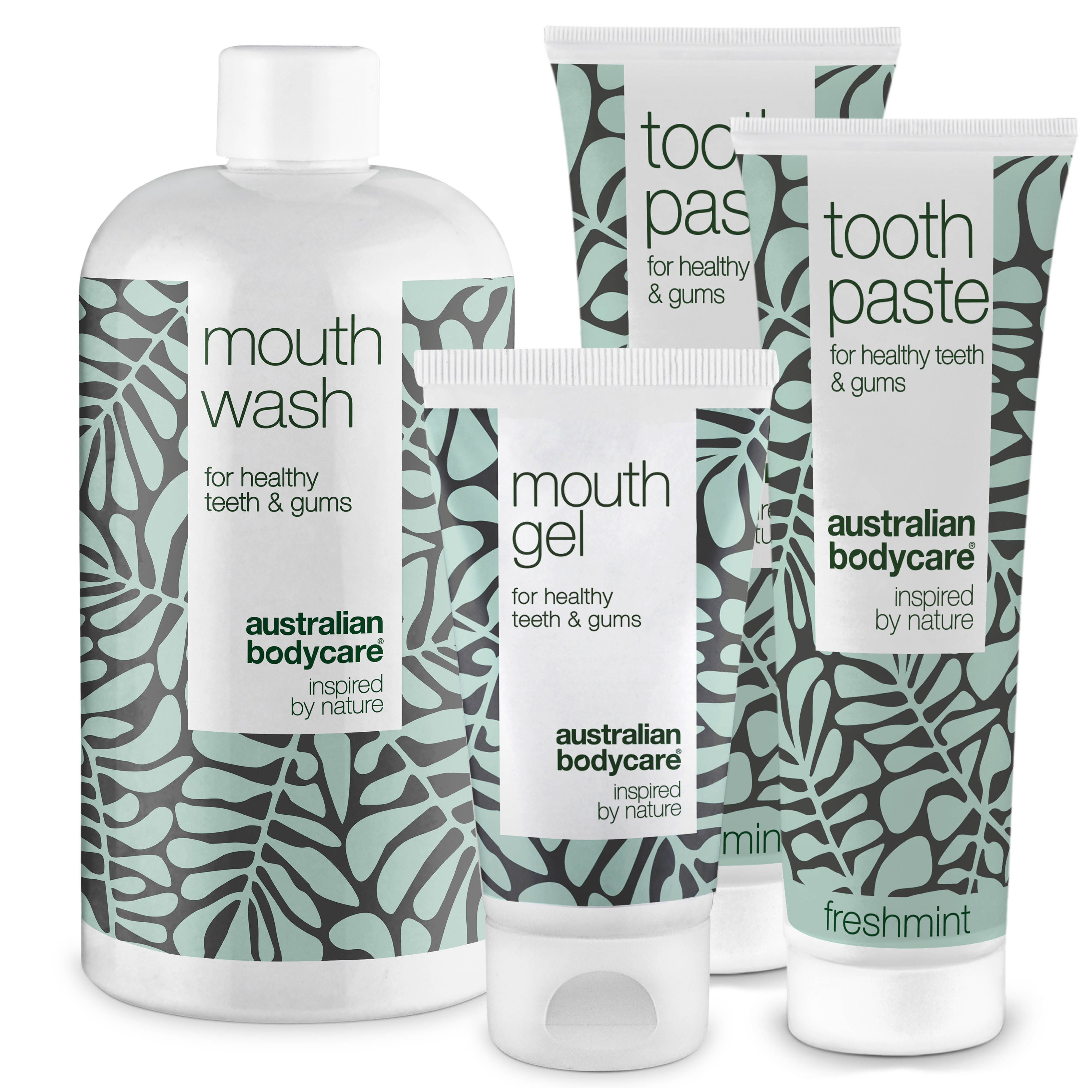 Mouth care kit with 4 products with Tea Tree Oil — For daily care of oral thrush, periodontal disease and gingivitis