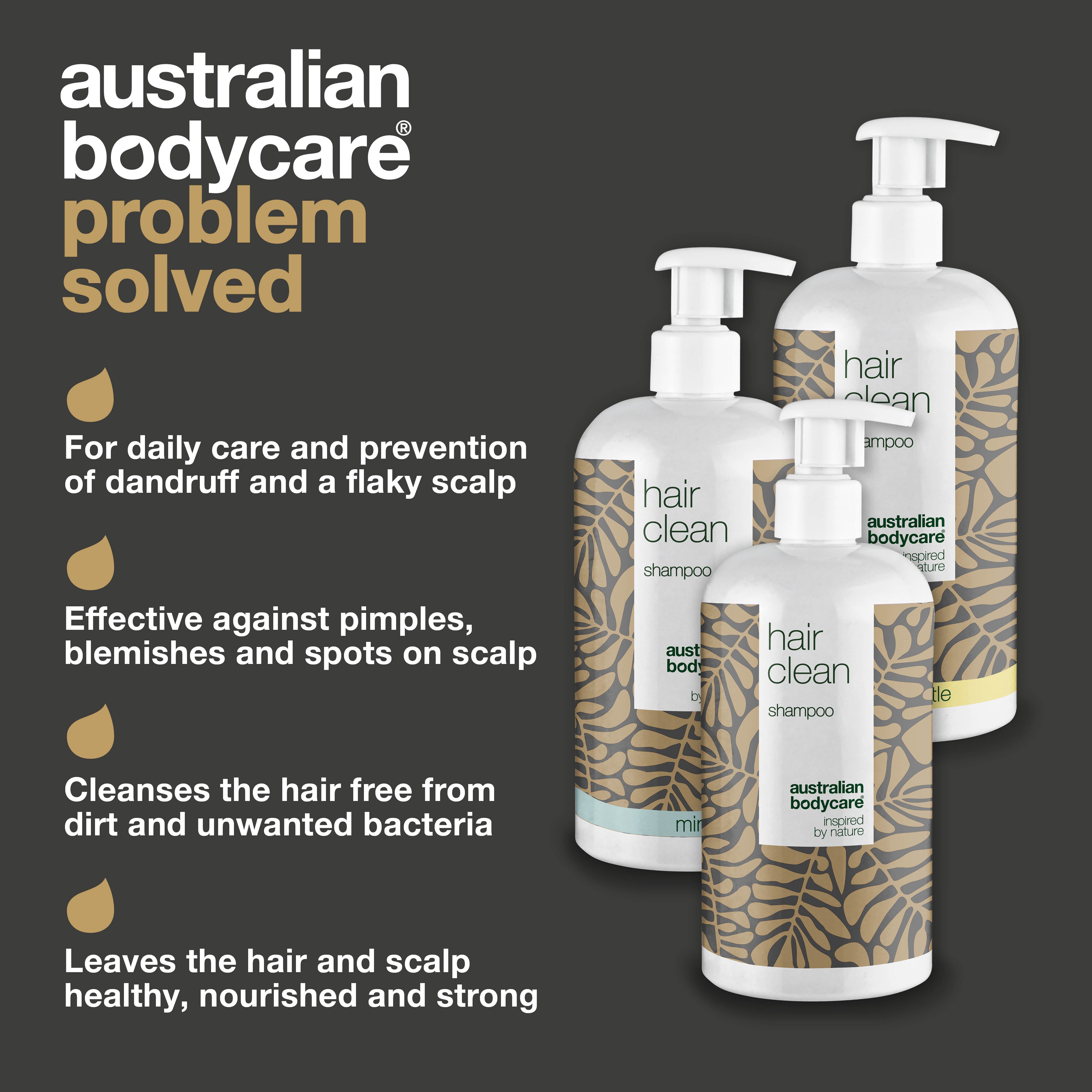 3 Hair Clean shampoo - offer pack — Package offer with 3 x shampoo (500 ml): Tea Tree Oil, Lemon Myrtle & Mint