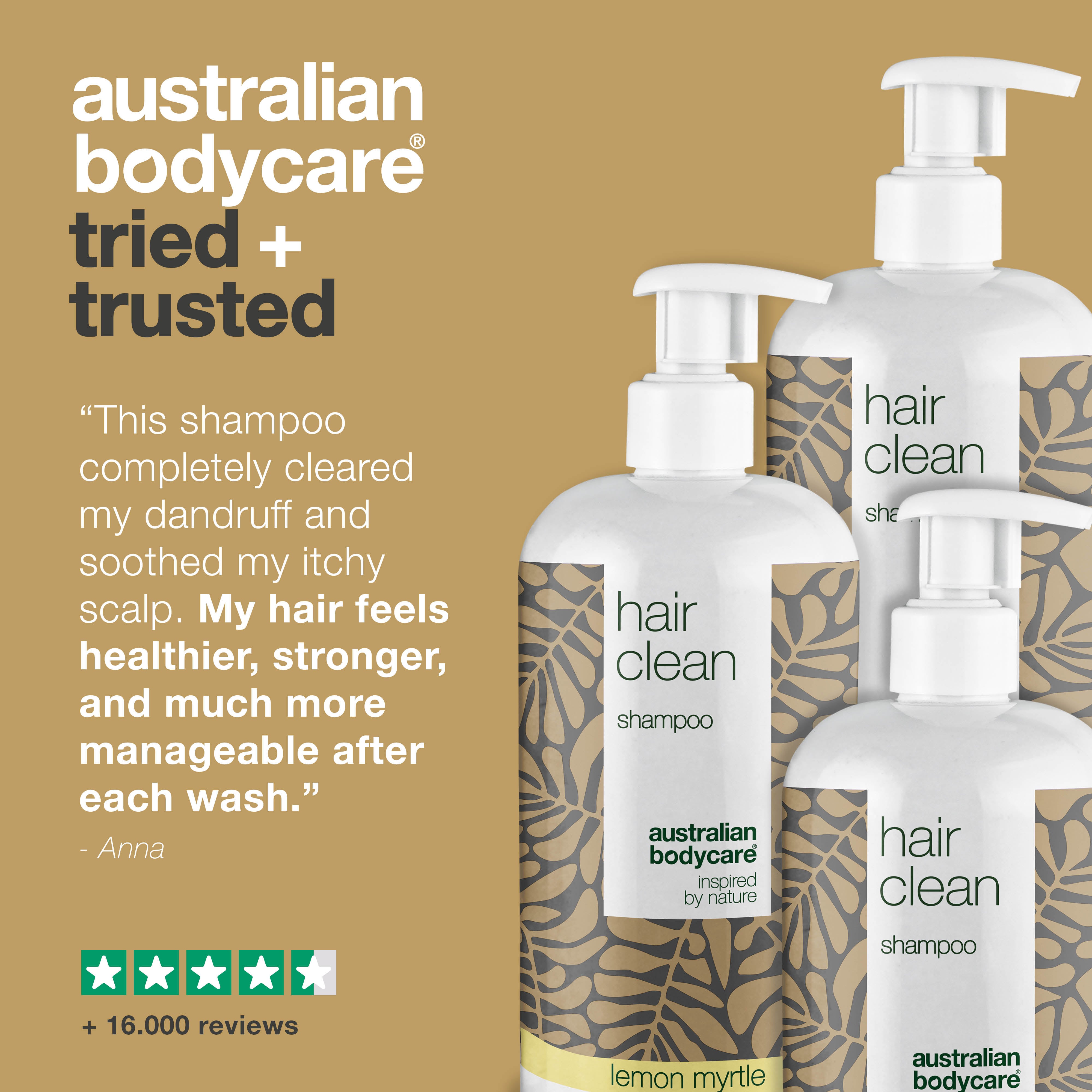 3 Hair Clean shampoo - offer pack — Package offer with 3 x shampoo (500 ml): Tea Tree Oil, Lemon Myrtle & Mint