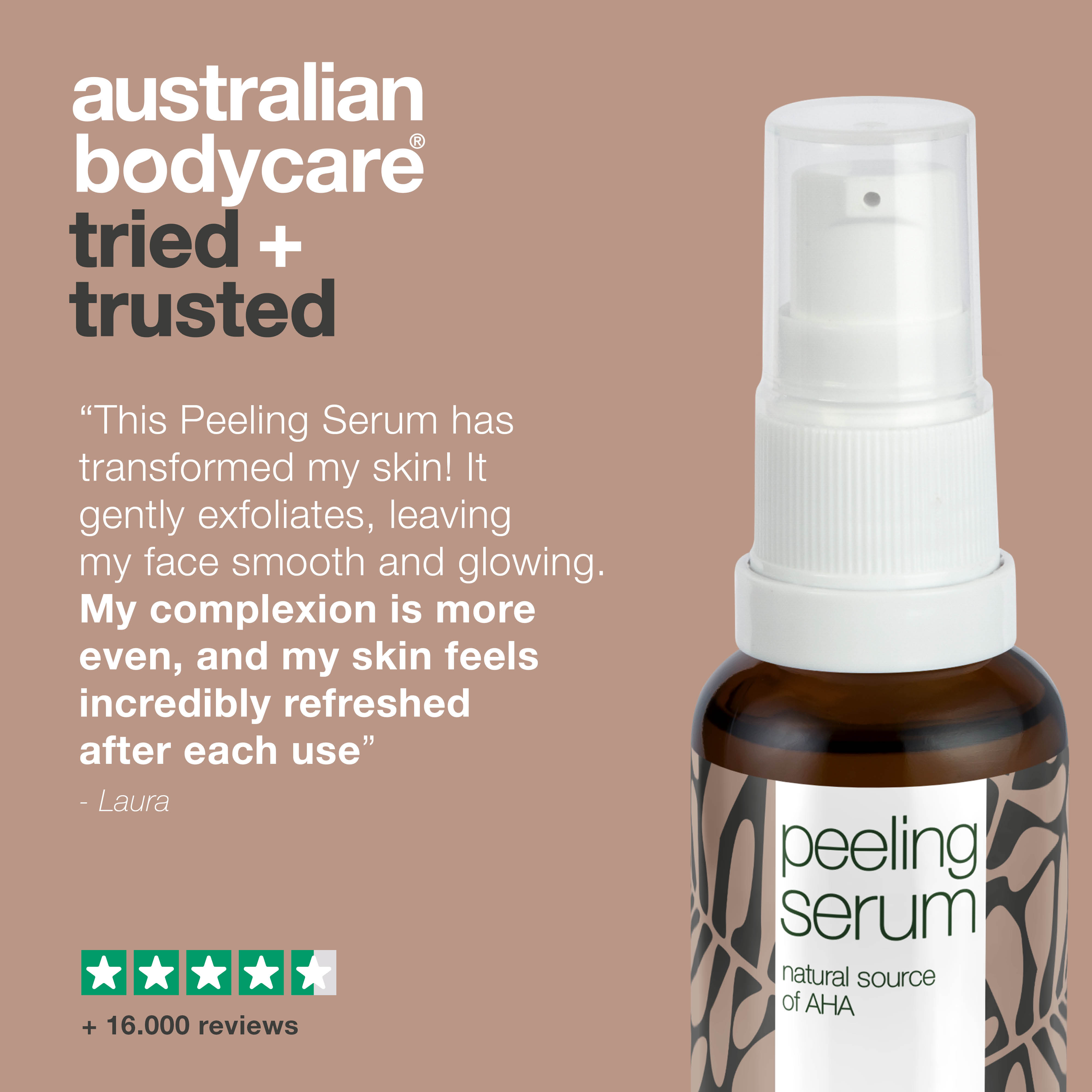 Peeling Serum with AHA's for gentle skin exfoliation — Natural peel serum with AHA fruit acid, Tea Tree Oil and Niacinamide