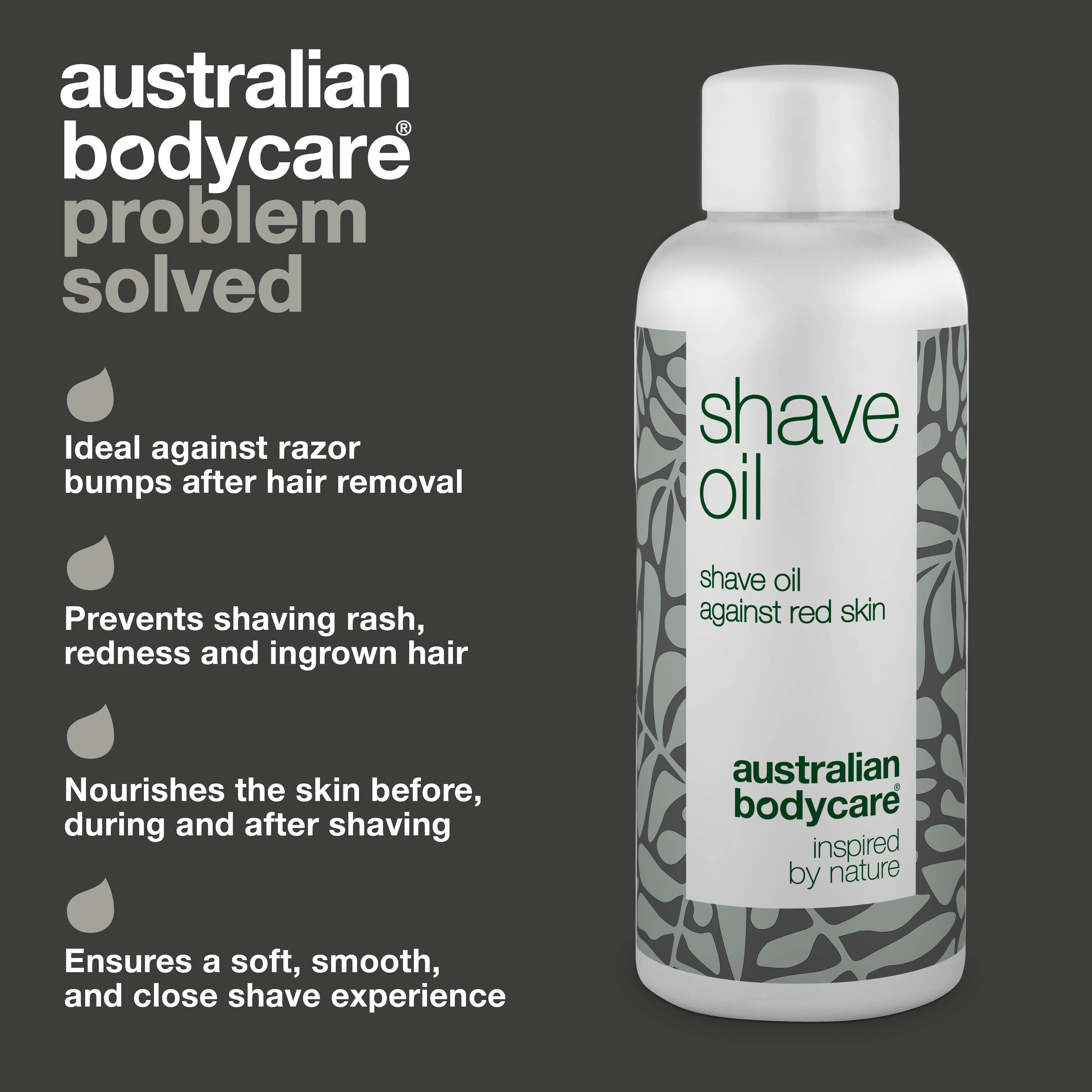 Shaving Oil Against Razor Bumps and Ingrown Hair — Achieve a smooth shave with natural actives that prevent razor bumps, redness, and ingrown hairs. Perfect for all skin areas.