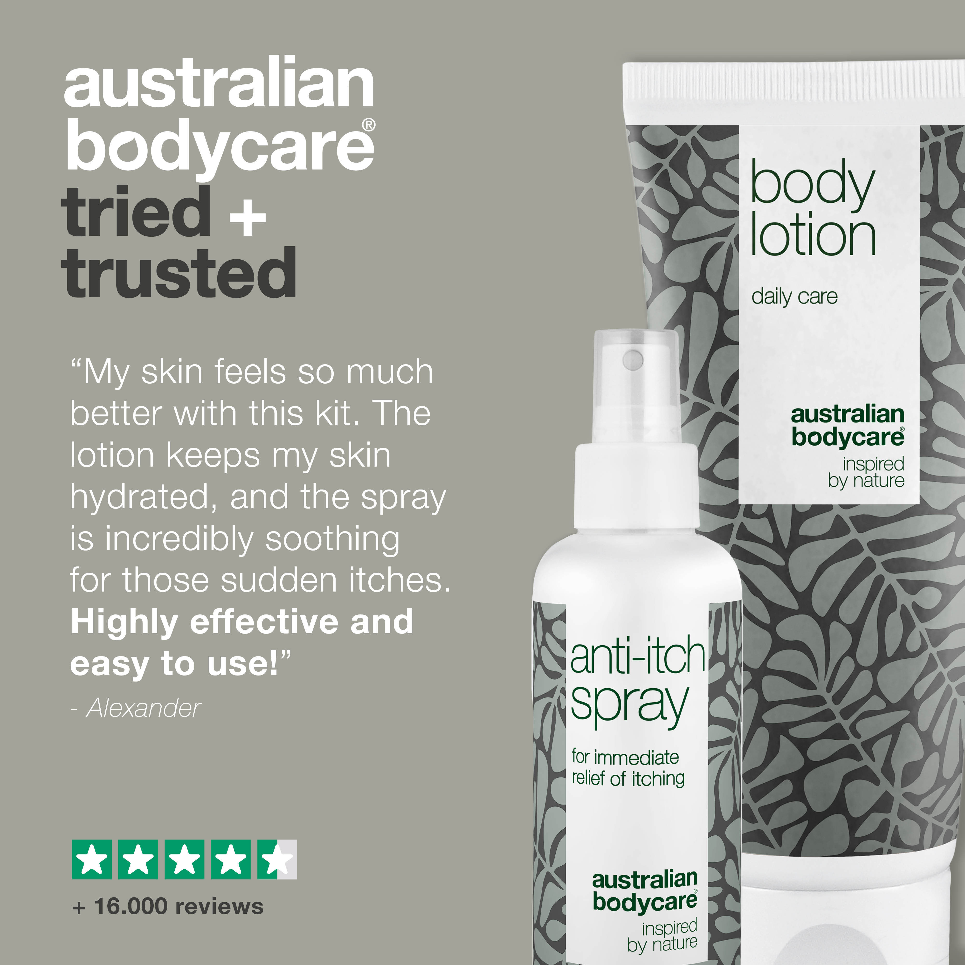 Kit for itchy skin relief — Kit that nourishes and prevents itchy skin