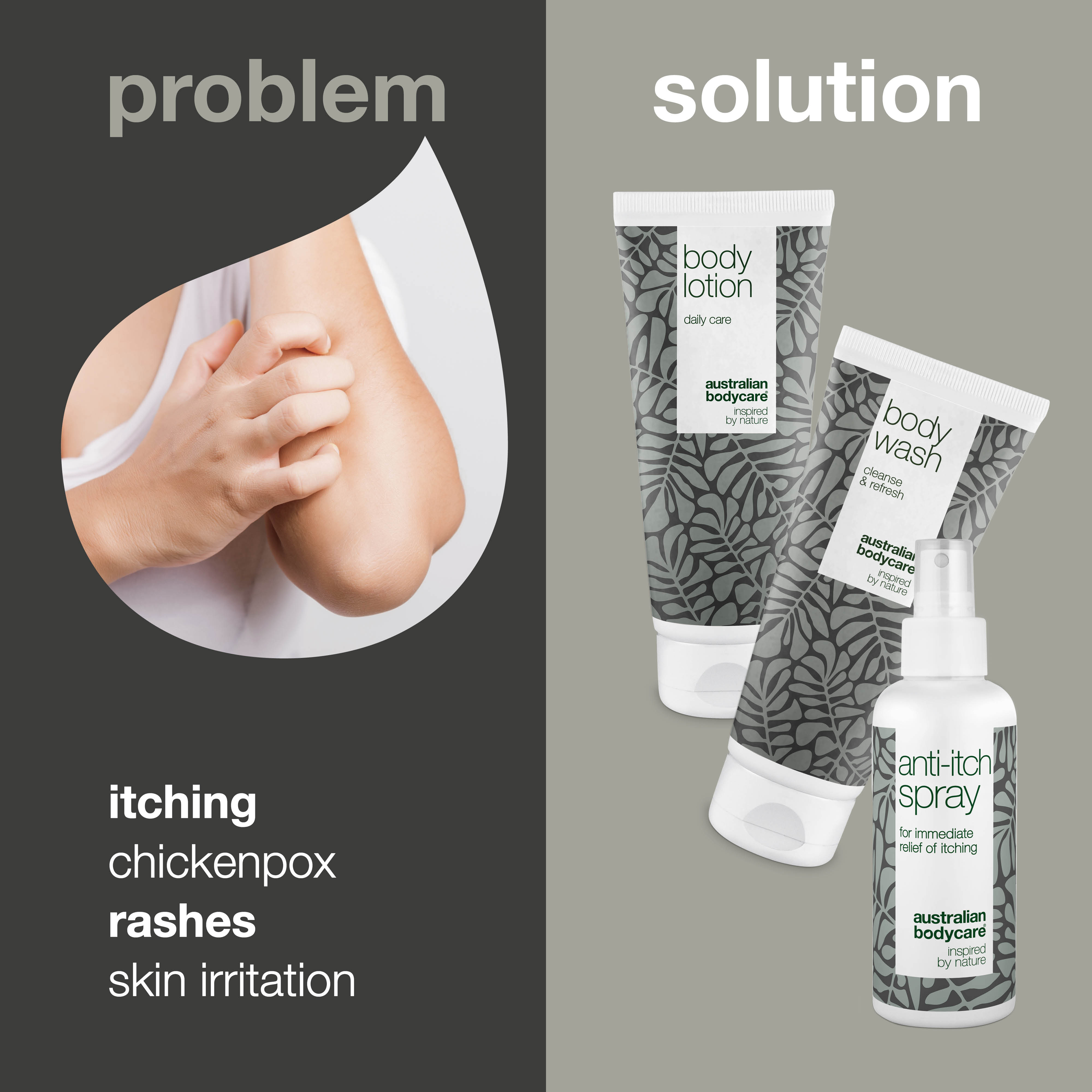 Set for itchy skin itching caused by chickenpox — 3 products for the care of rashes and itching caused by chicken pox