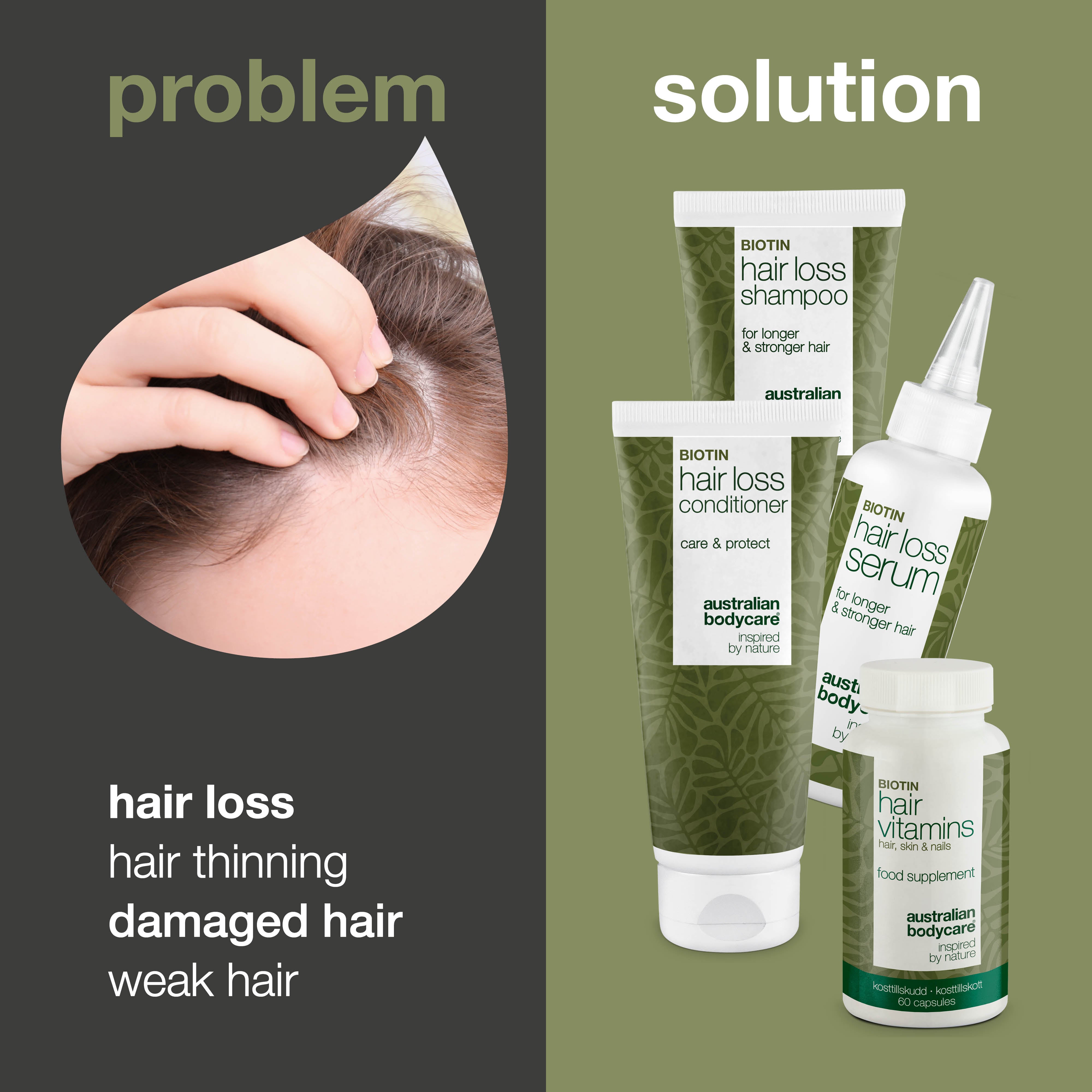 4 products for hair loss and thinning hair — Hair loss products with Biotin, Tea Tree Oil and Capilia Longa