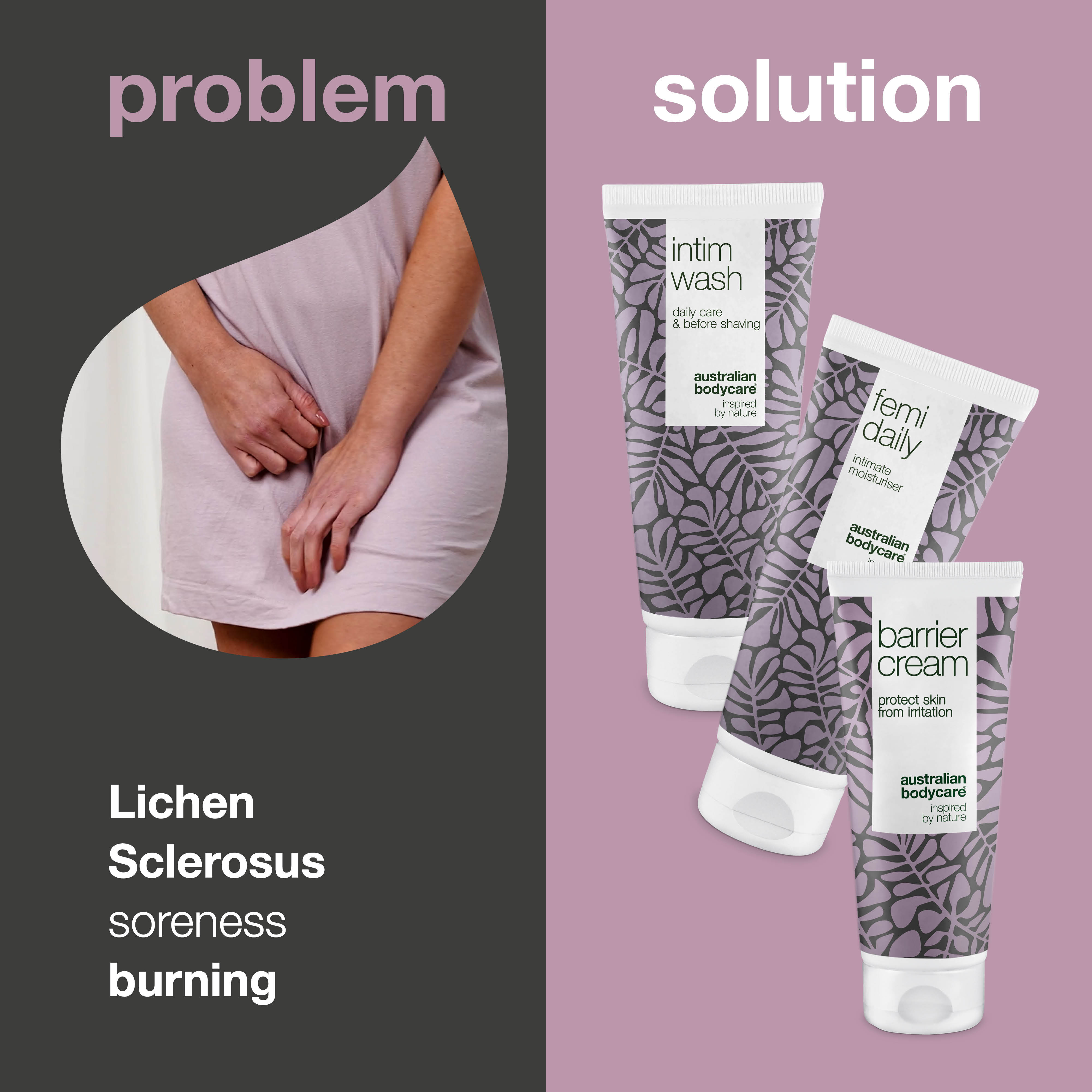 Kit for the care of Lichen Sclerosus — Soothing intimate products that care and protect against itching and soreness