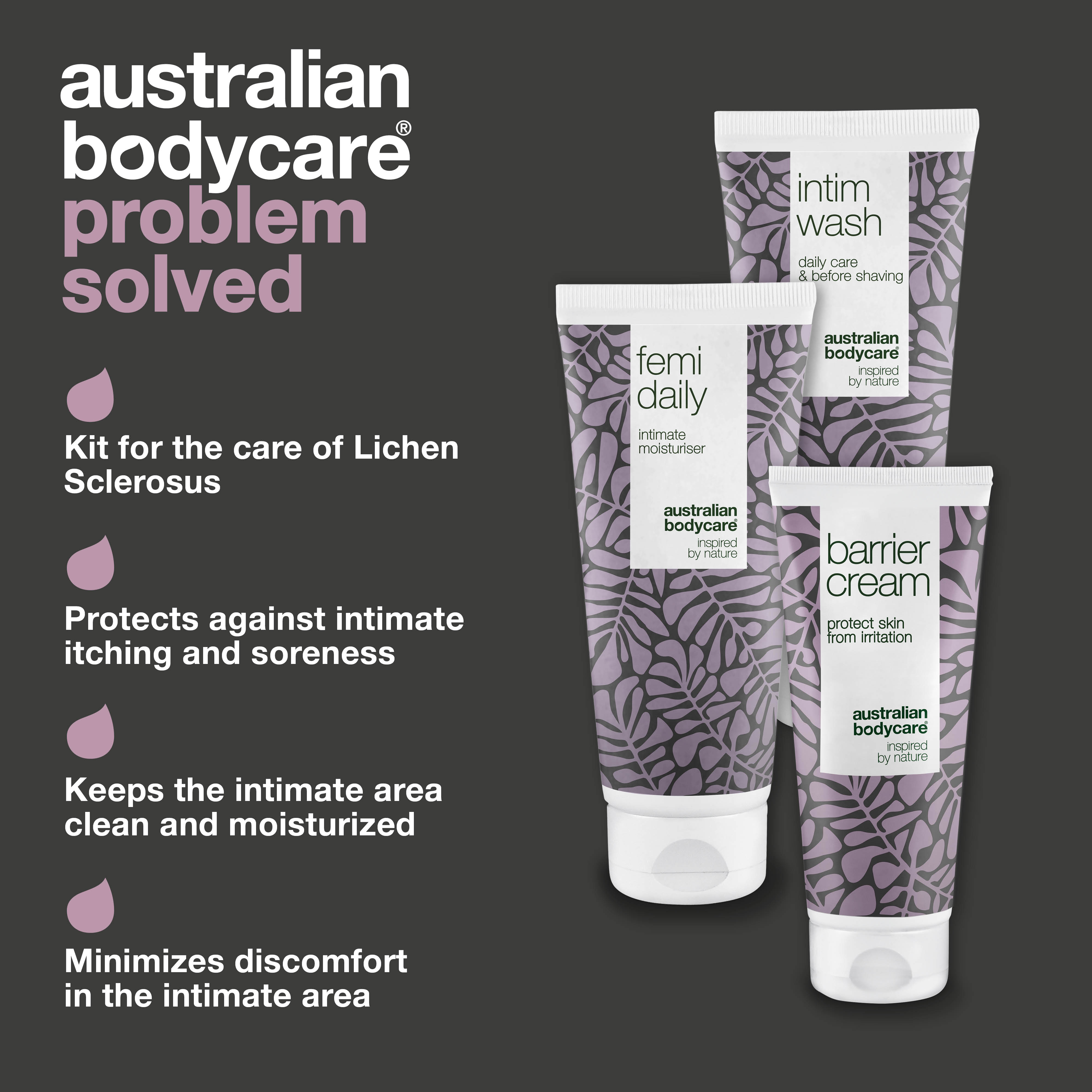 Kit for the care of Lichen Sclerosus — Soothing intimate products that care and protect against itching and soreness