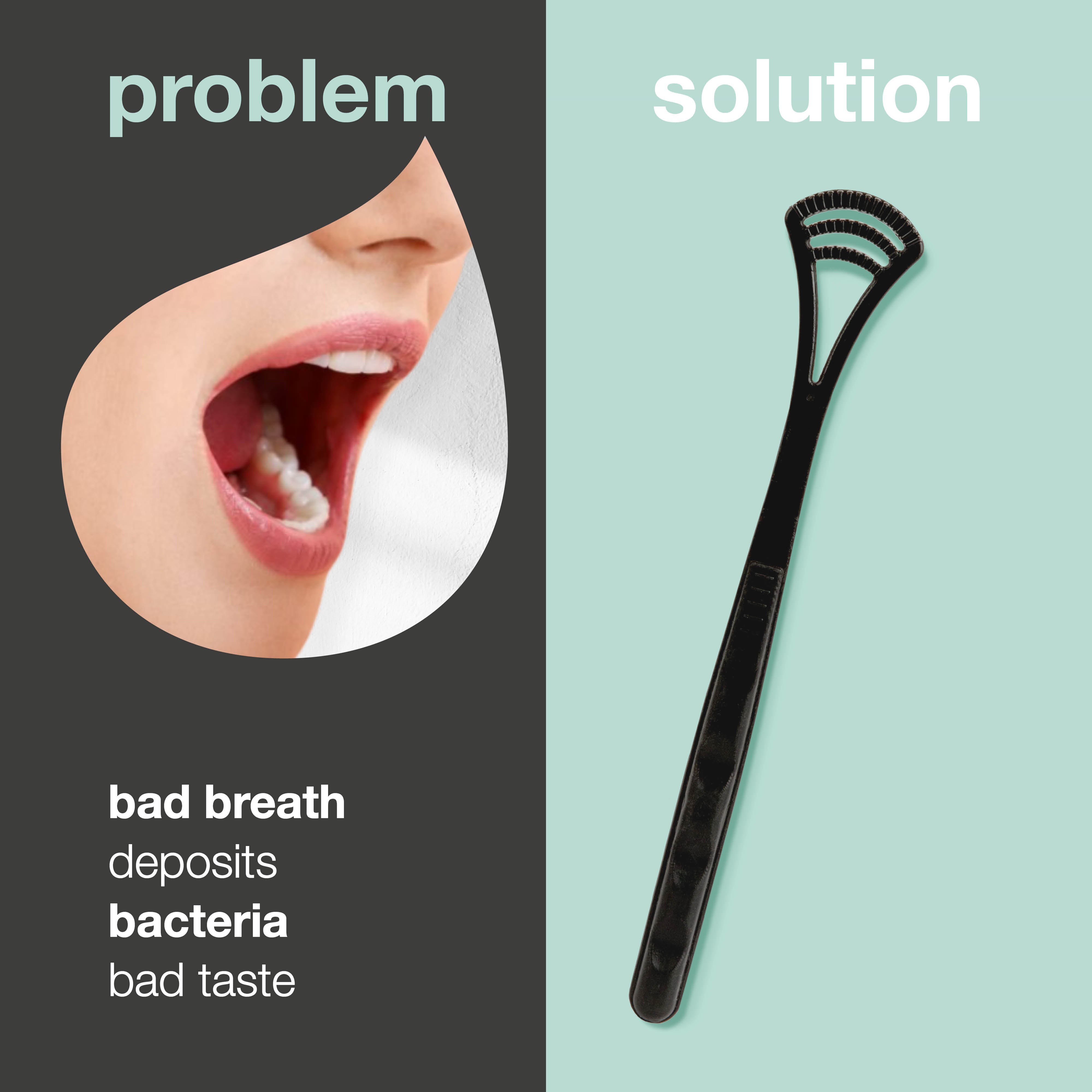 Tongue scraper for plaque and bacteria in the mouth — Cleanses the tongue and minimises the risk of bad breath