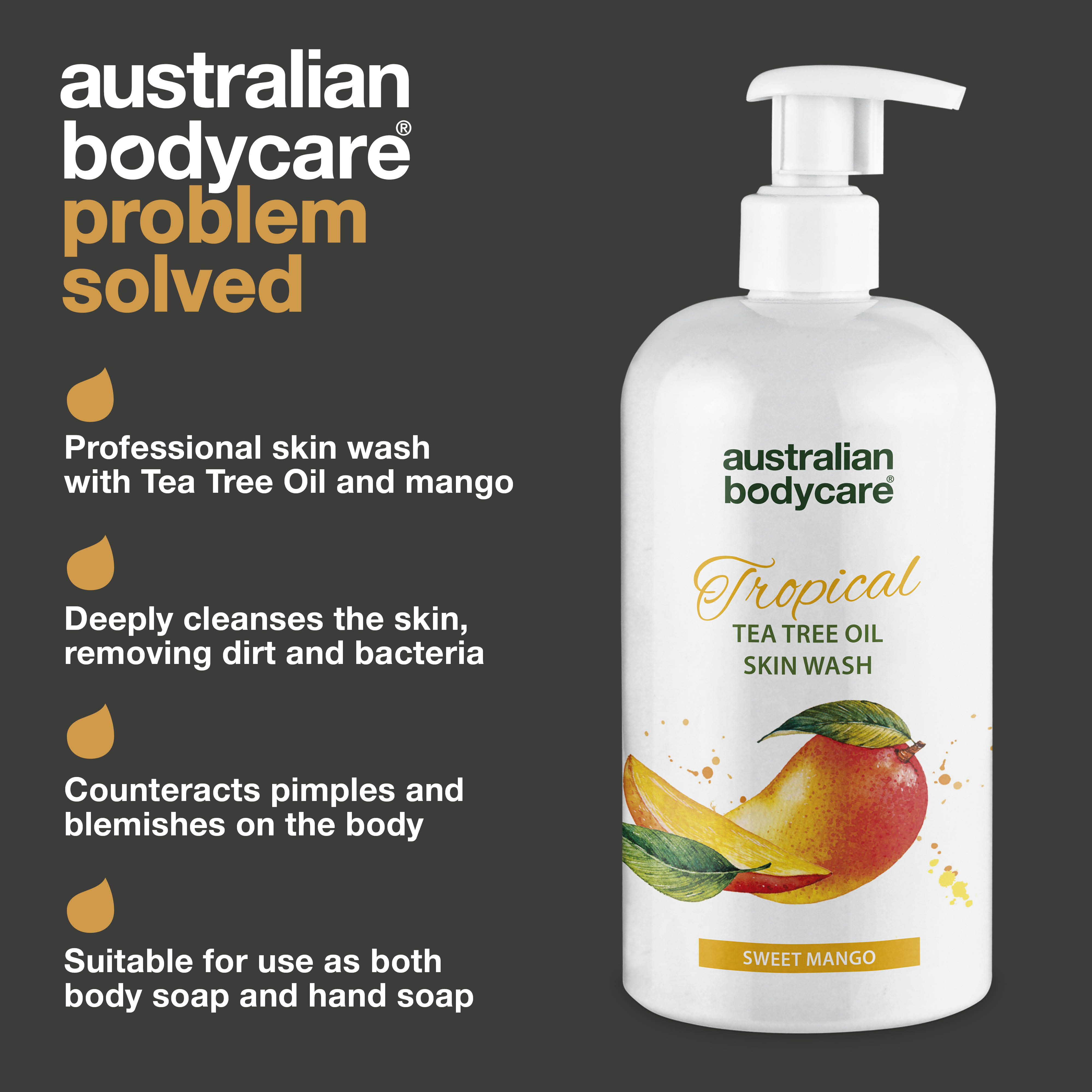 Tropical Skin Wash with mango — Professional Body Wash with Tea Tree Oil and mango for a clean and healthy skin