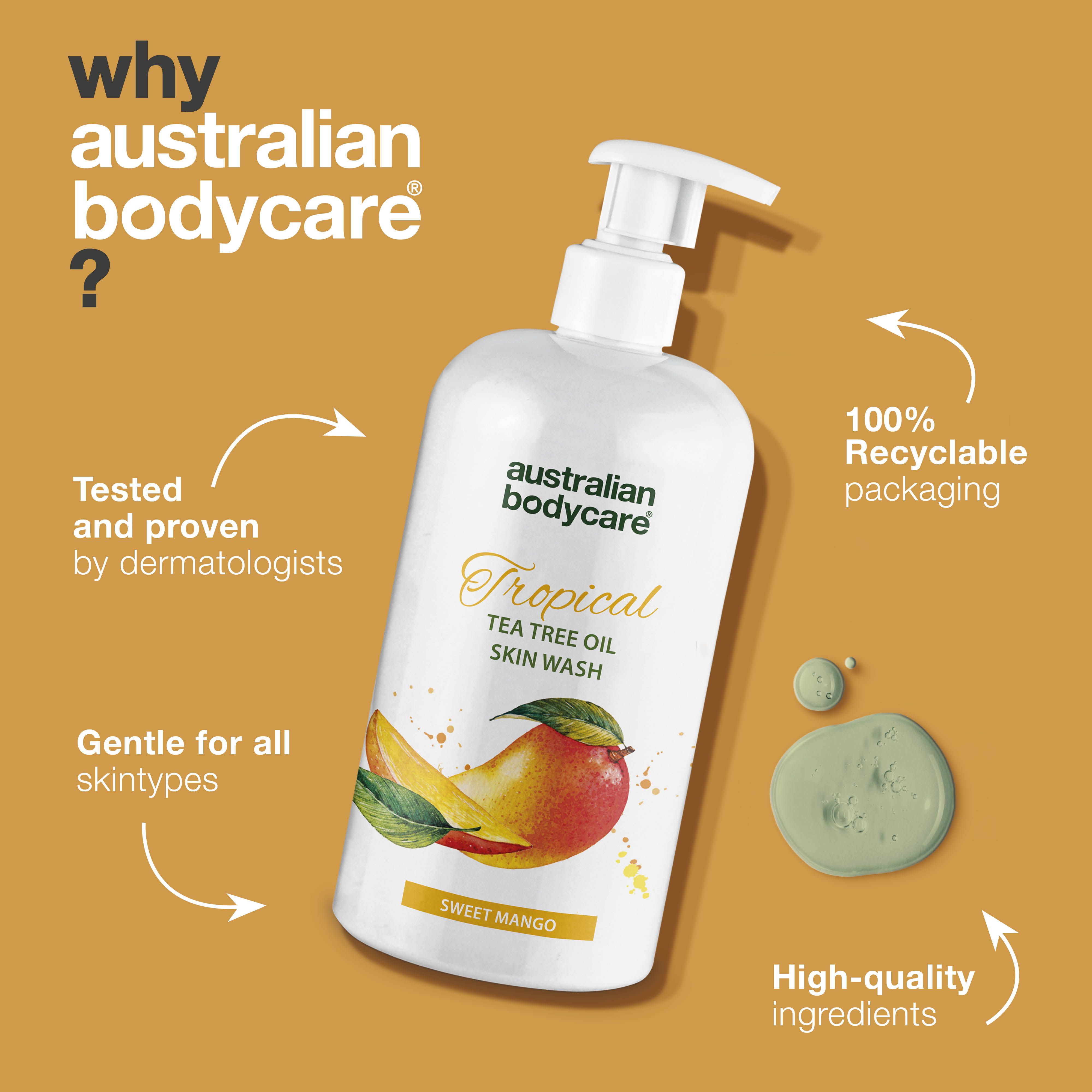 Tropical Skin Wash with mango — Professional Body Wash with Tea Tree Oil and mango for a clean and healthy skin