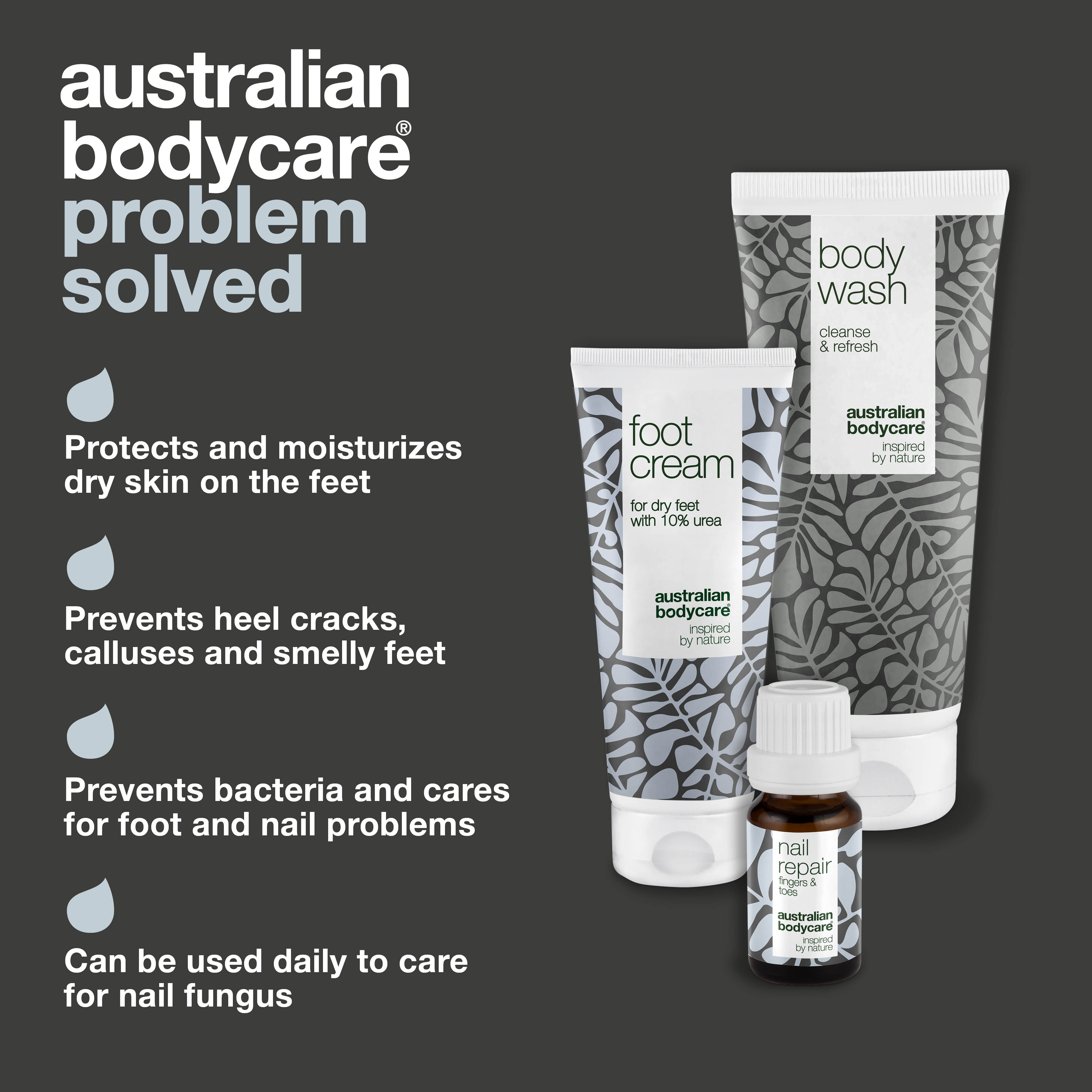 Footcare kit — 3 products for daily foot care of dry feet and yellow nails