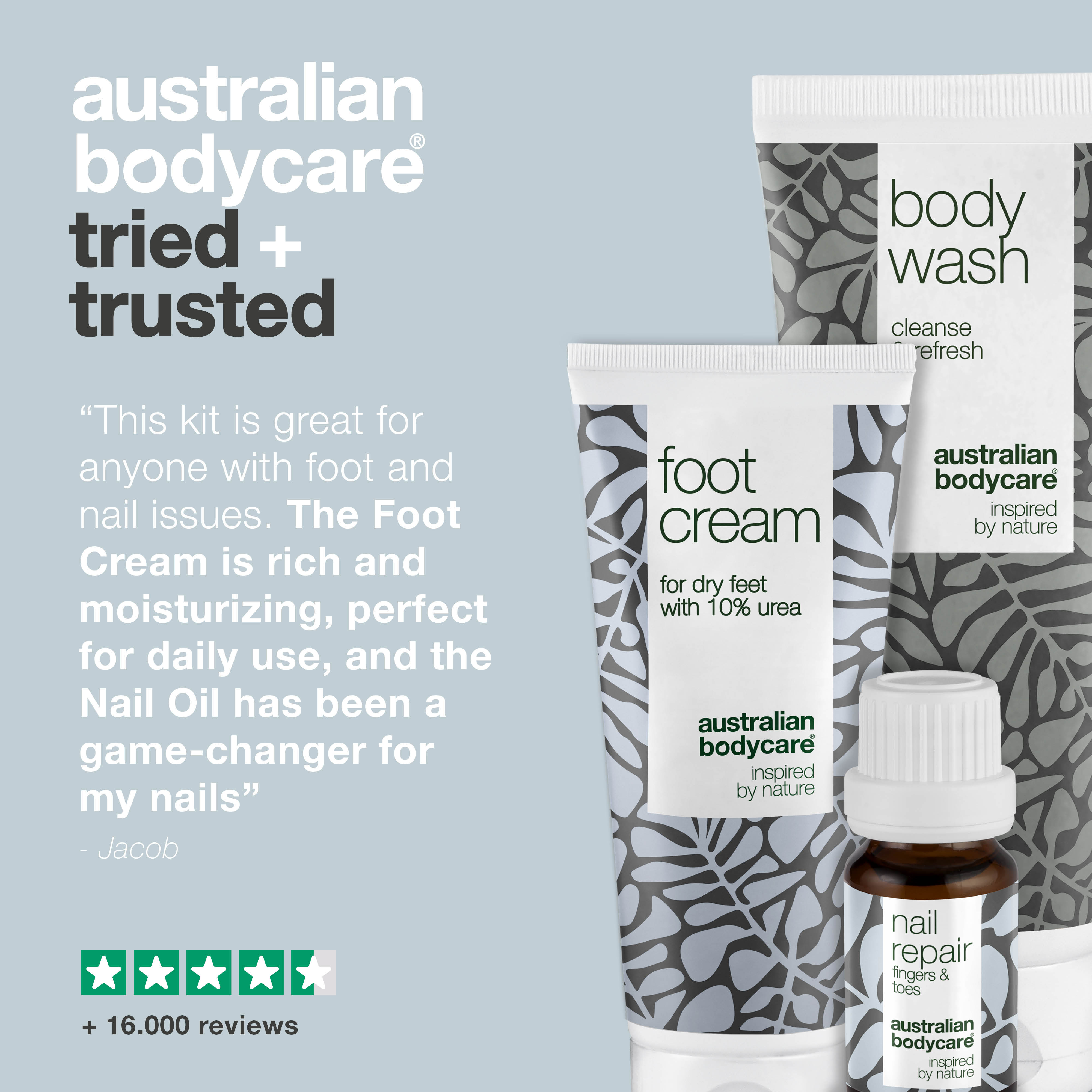 Footcare kit — 3 products for daily foot care of dry feet and yellow nails