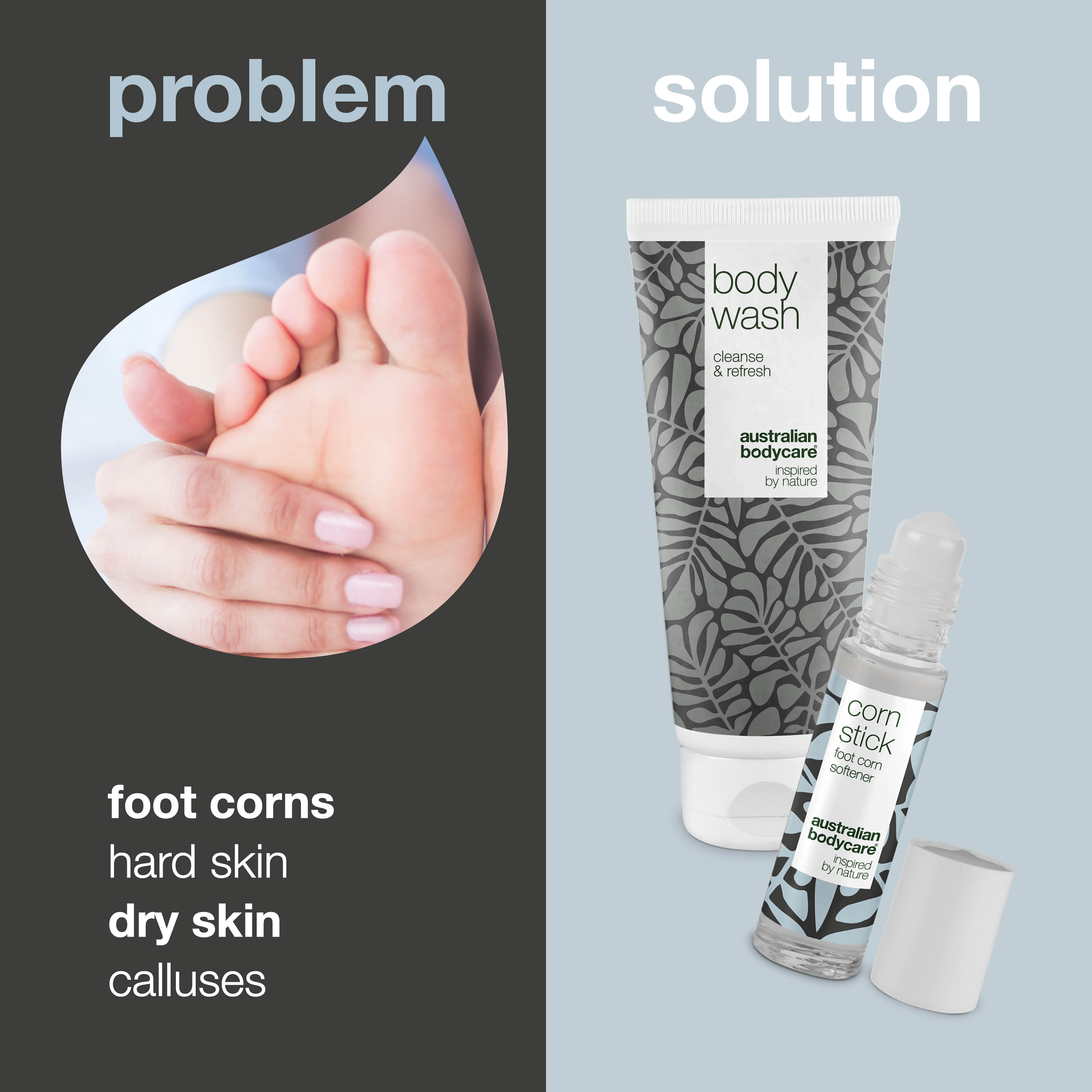 2 Products for corn on foot — 2 products for foot corn and hard skin on the feet