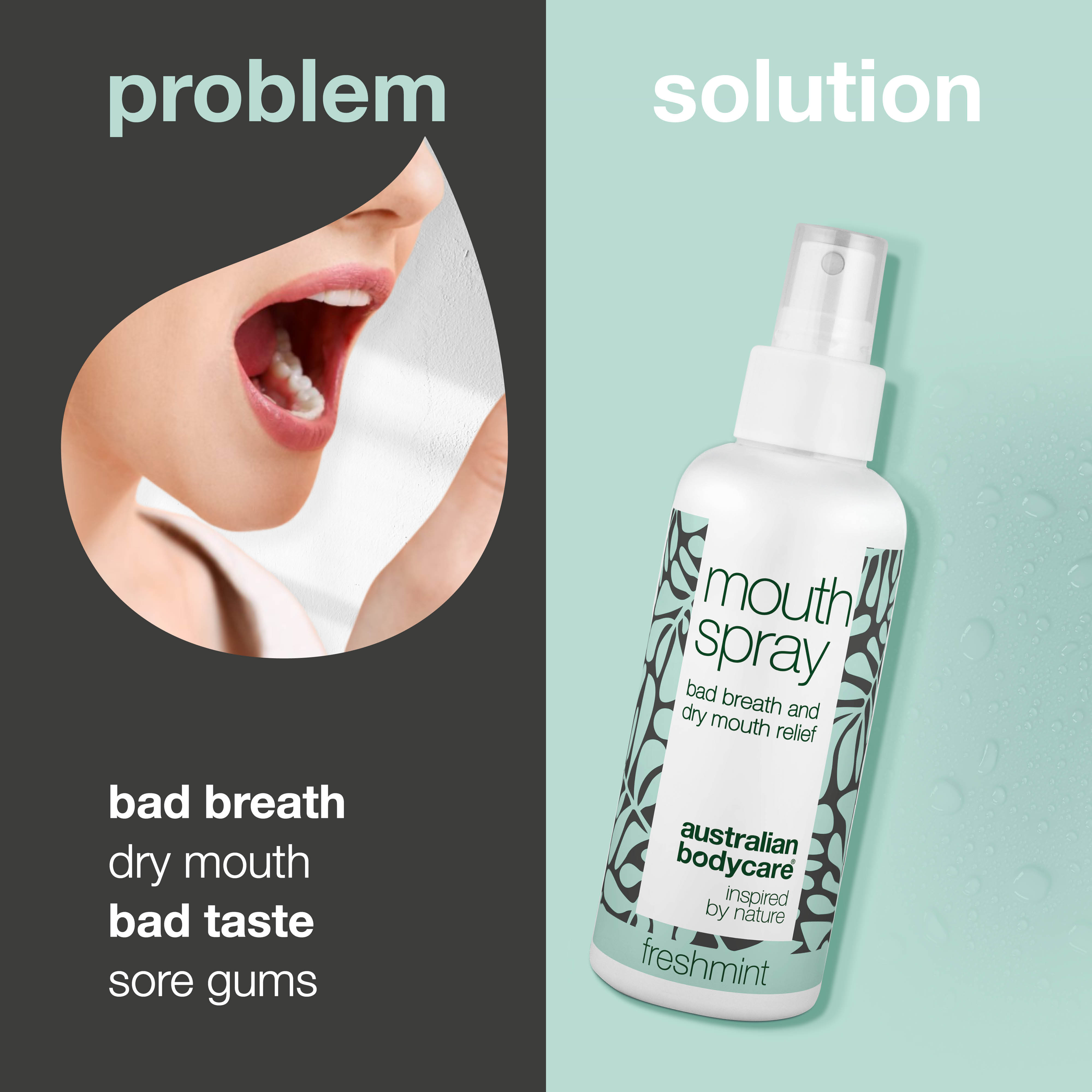 Refreshing Mouth Spray for Bad Breath and Dry Mouth — Soothing and refreshing mouth spray for tongue and gums with natural ingredients. Keeps your mouth fresh and hydrated, tackling bad breath and dry mouth effectively.