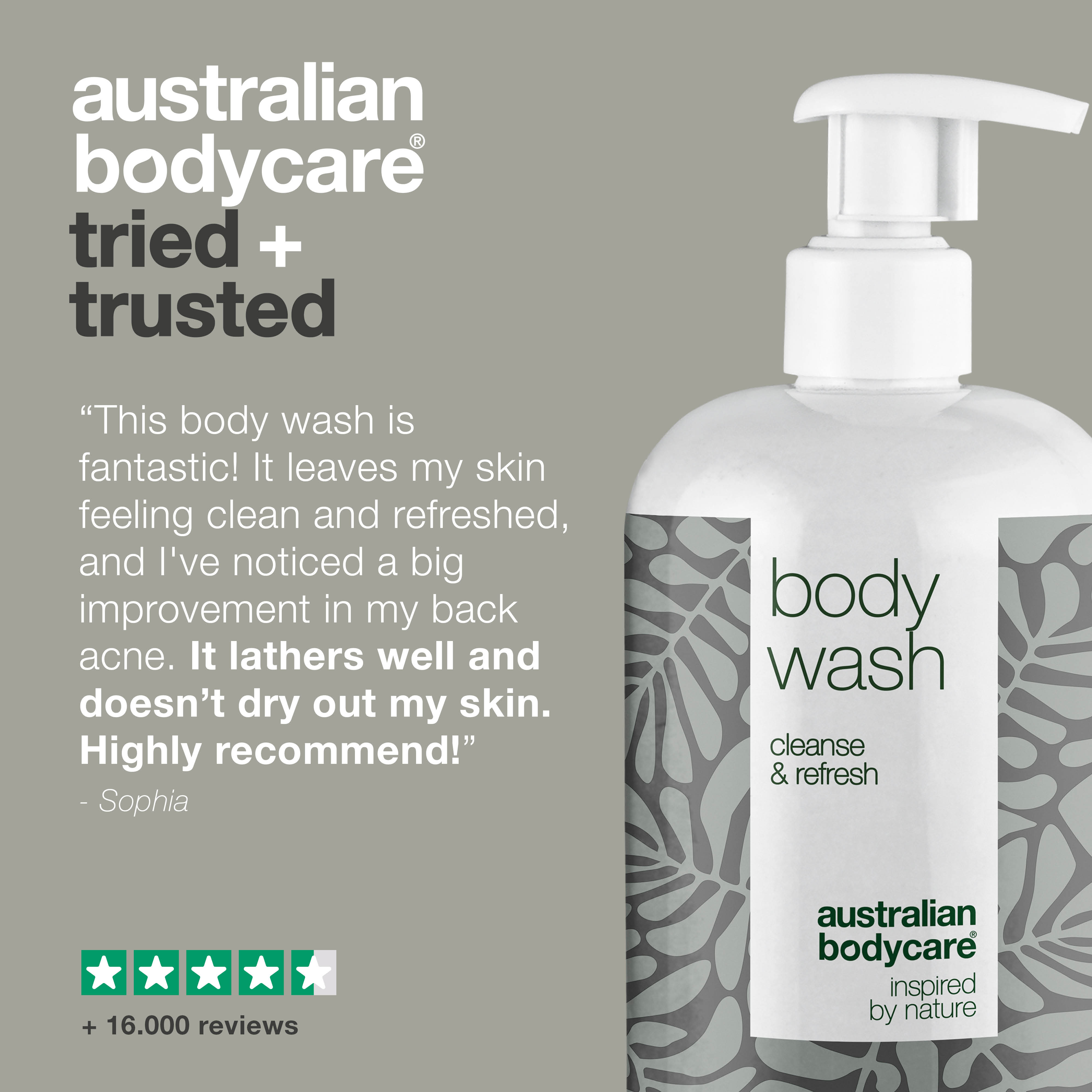 4 for 3 Tea Tree Body Wash 500 ml Lemon Myrtle - package deal — Package deal with 4 Body Wash (500 ml): Tea Tree Oil Lemon Myrtle