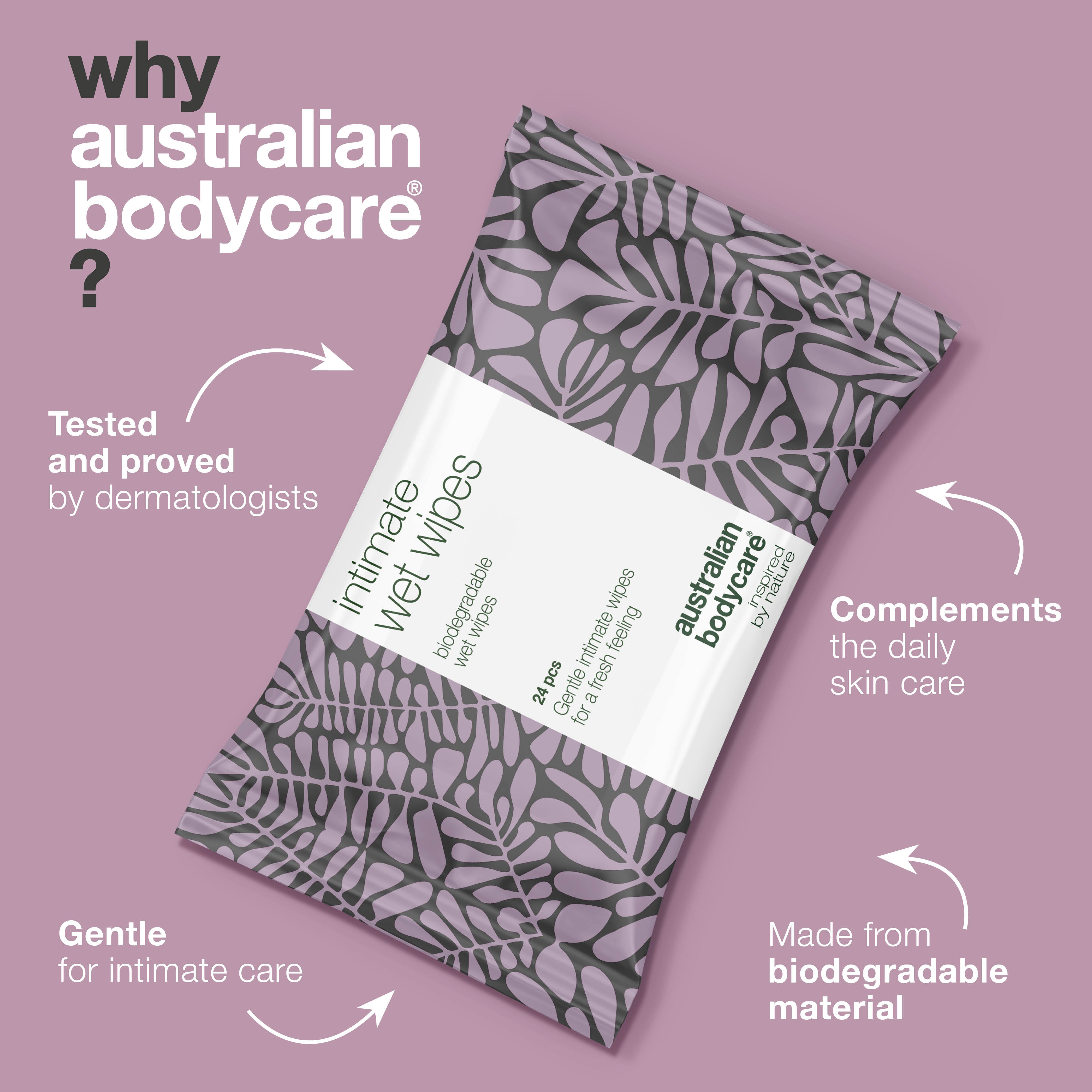 Intimate Wet Wipes with Tea Tree Oil 24 pcs — For daily intimate care for unwanted odour, itching and dryness