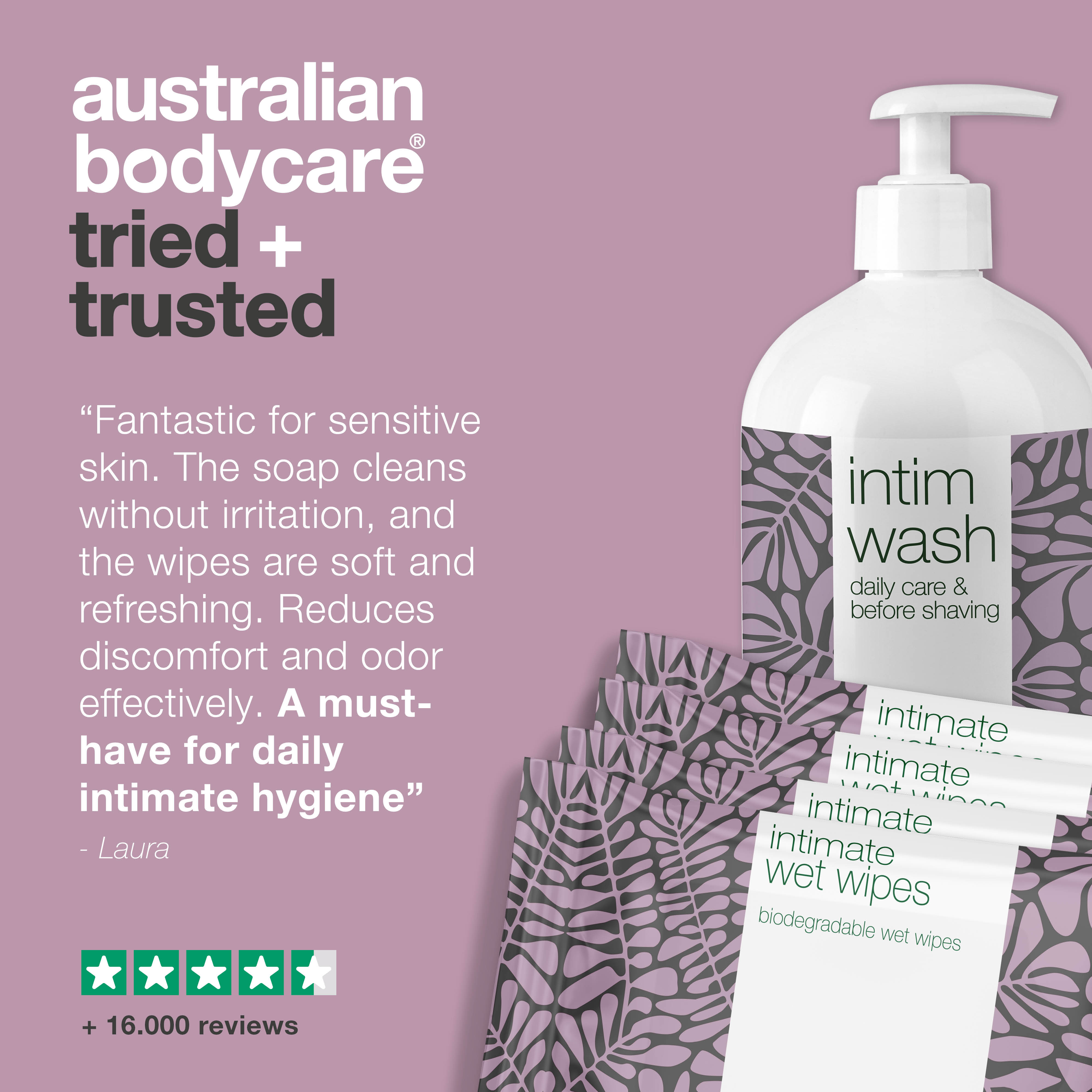 Kit for intimate care — Intimate soap and wet wipes for itch, burn and unwanted odour